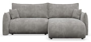 Ecksofa mit Schlaffunktion Cushi, L-förmig, rechtsseitig, mit Stauraum, grauer Chenille-Bezug