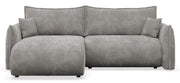 Ecksofa mit Schlaffunktion Cushi, L-förmig, linksseitig, mit Stauraum, grauer Chenille-Bezug