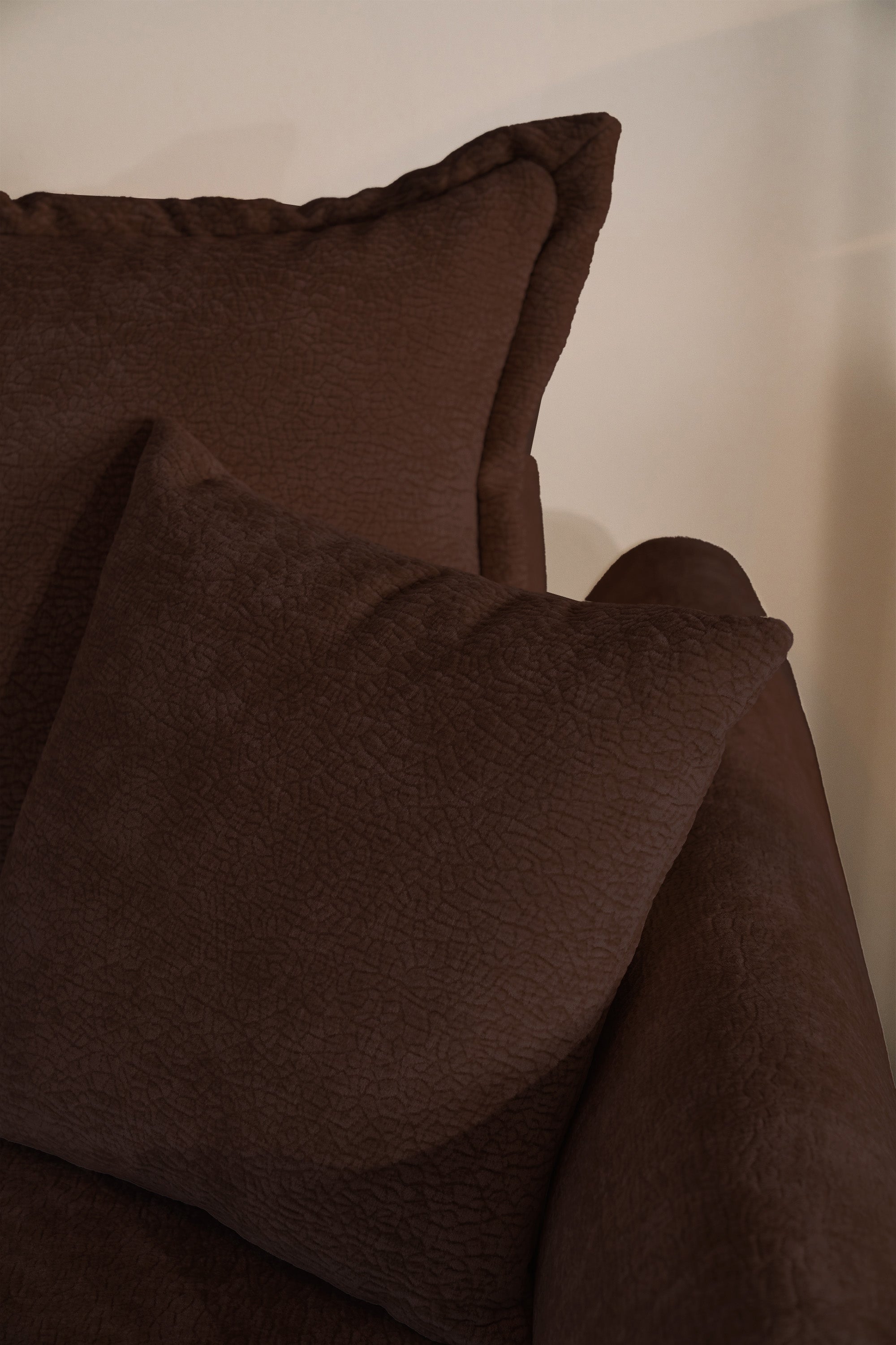 Ecksofa mit Schlaffunktion Cushi, L-förmig, rechtsseitig, mit Stauraum, brauner Chenille-Bezug