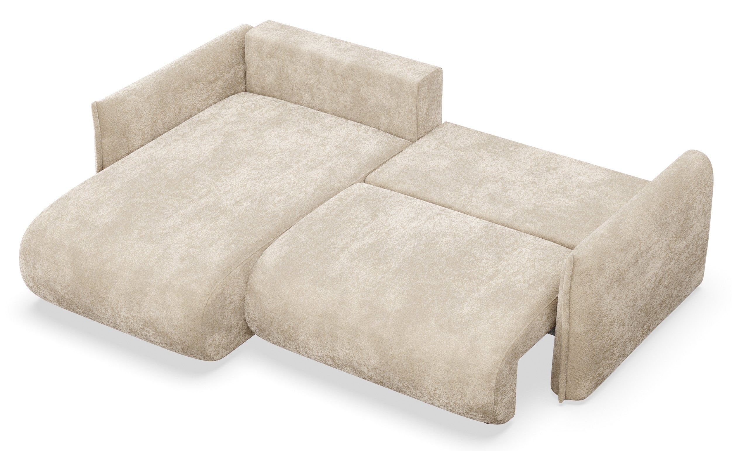 Ecksofa mit Schlaffunktion Cushi, L-förmig, linksseitig, mit Stauraum, beige Chenille