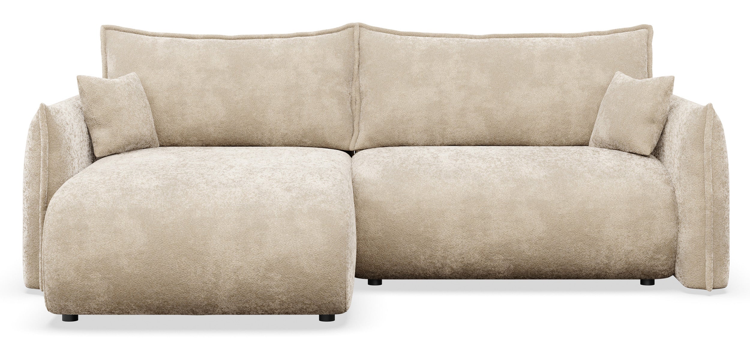 Ecksofa mit Schlaffunktion Cushi, L-förmig, linksseitig, mit Stauraum, beige Chenille