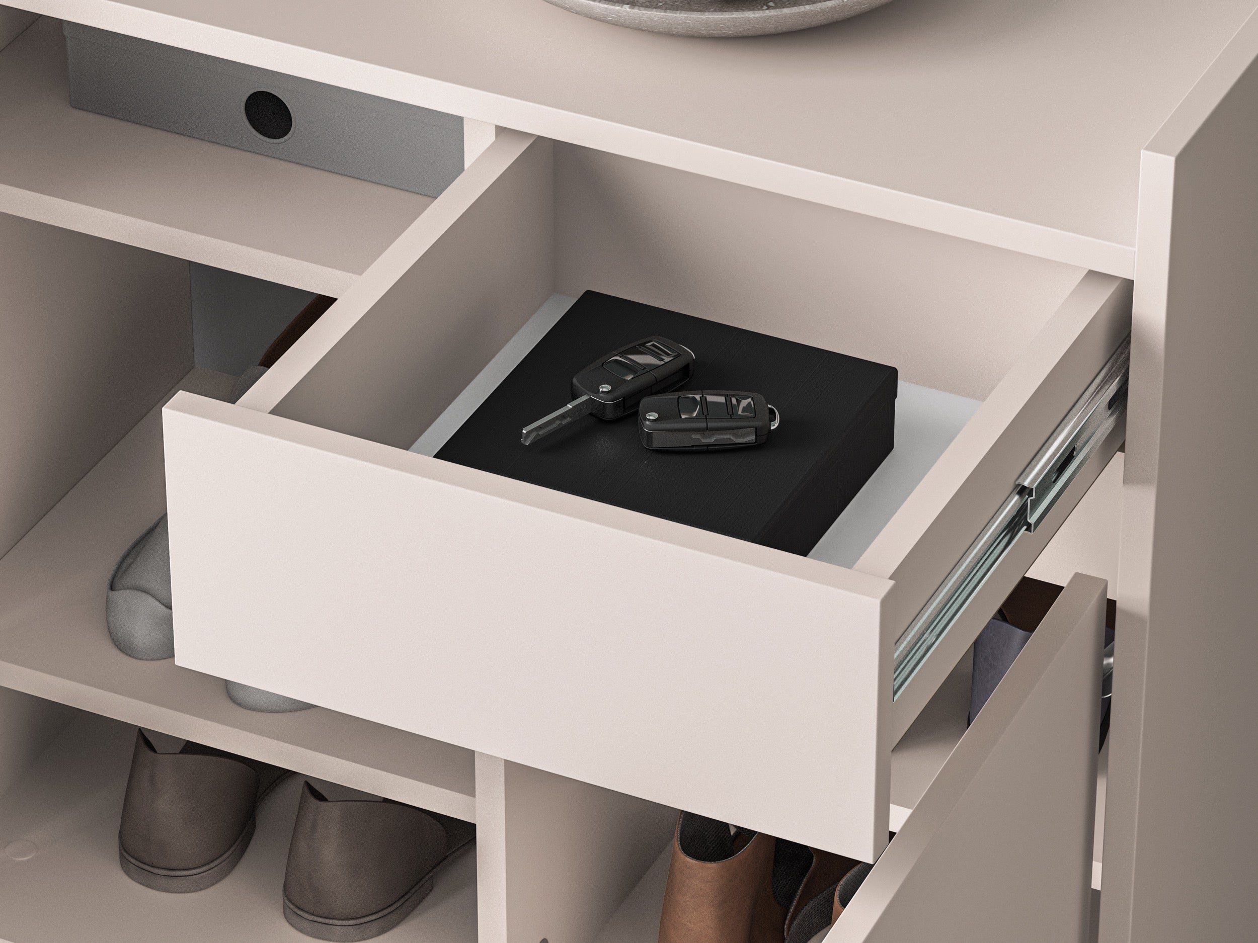 Zweittüriger Schuhschrank Dioce mit Schublade 70 cm Kaschmir