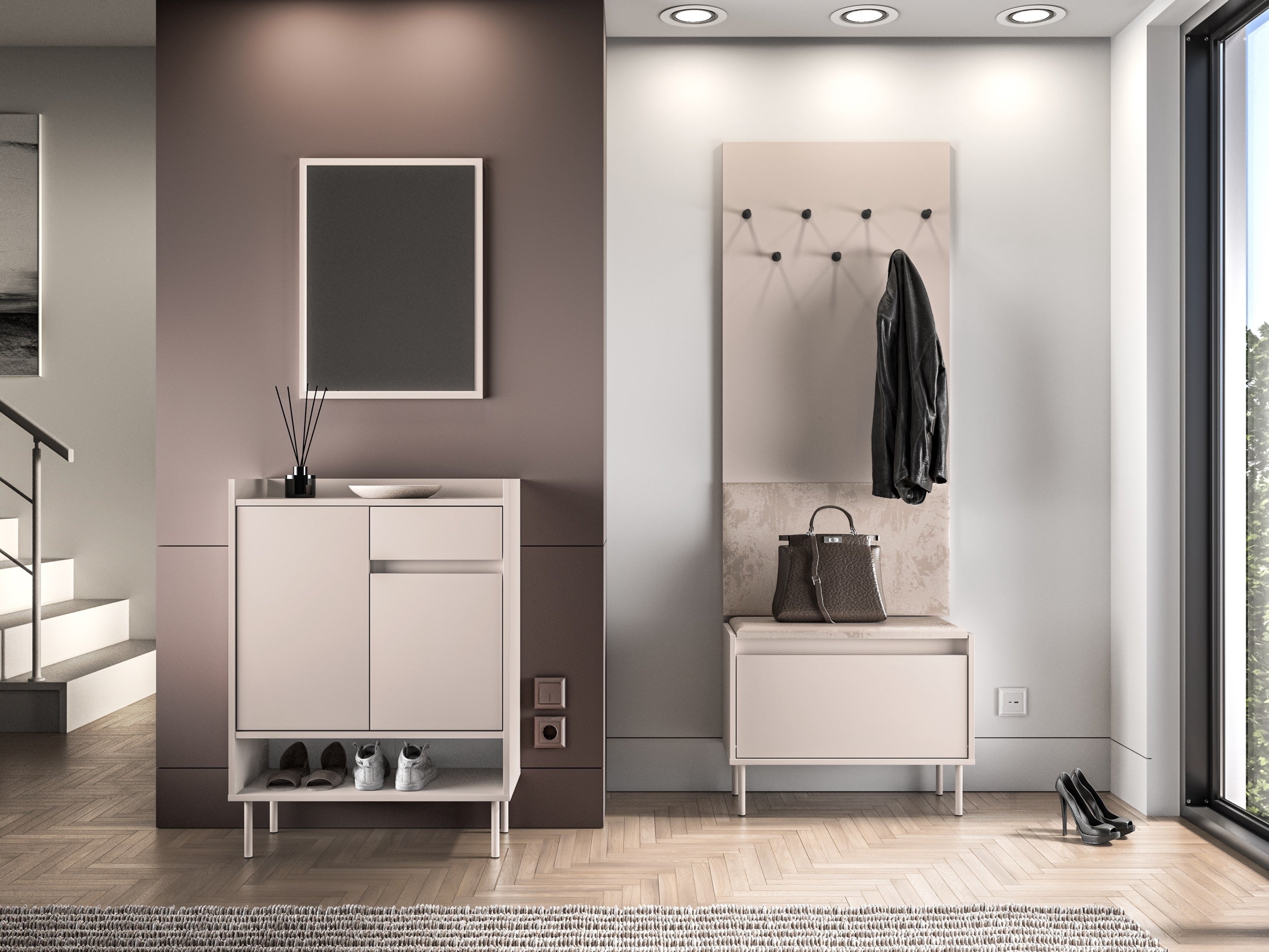 Zweittüriger Schuhschrank Dioce mit Schublade 70 cm Kaschmir