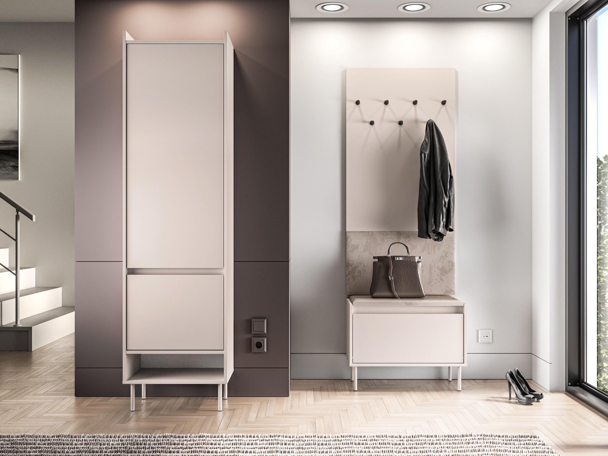 Schuhschrank Dioce mit Klappe und Sitzfläche 69 cm Kaschmir
