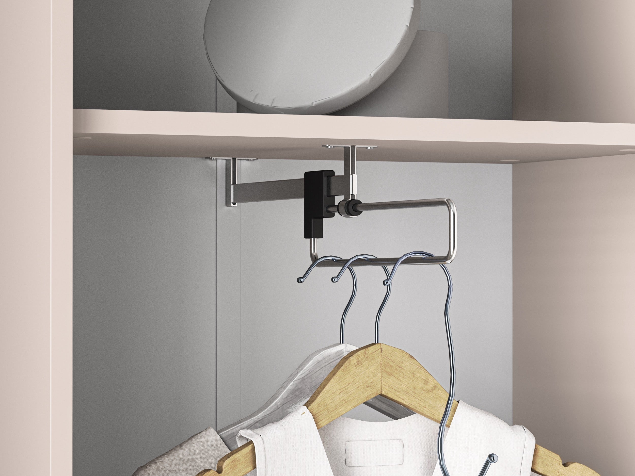 Zweiflügeliger Kleiderschrank Dioce 54 cm mit Kleiderstange und Regal Kaschmir