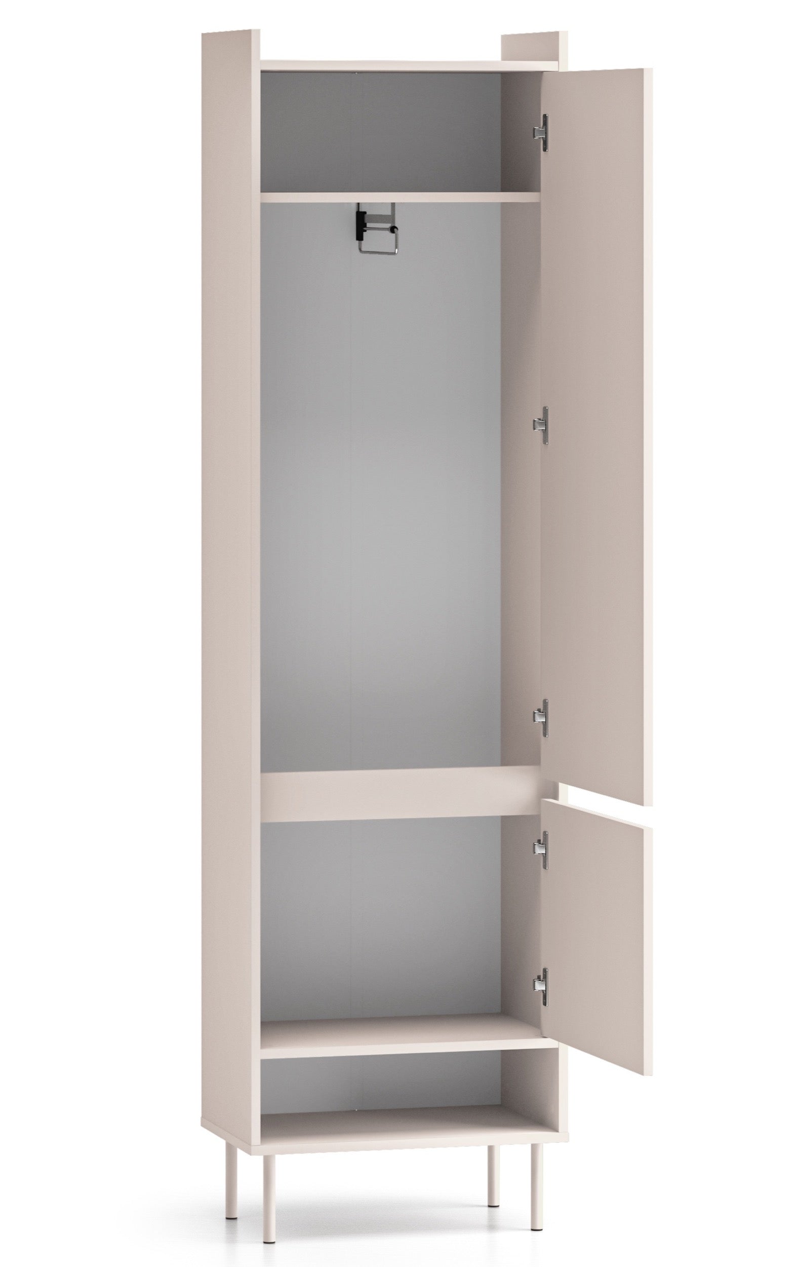 Zweiflügeliger Kleiderschrank Dioce 54 cm mit Kleiderstange und Regal Kaschmir