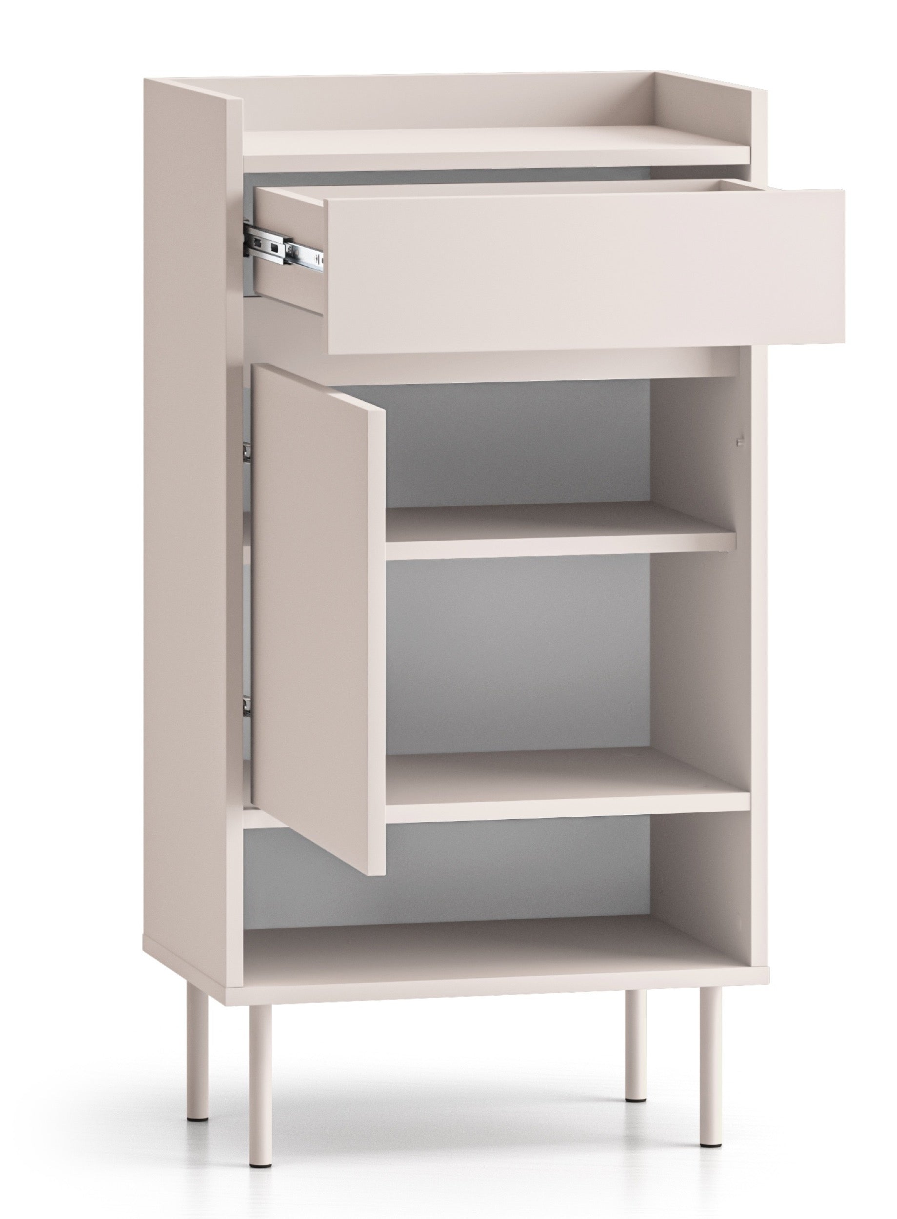Einzeltüriger Schuhschrank Dioce mit Schublade, 50 cm, Kaschmir