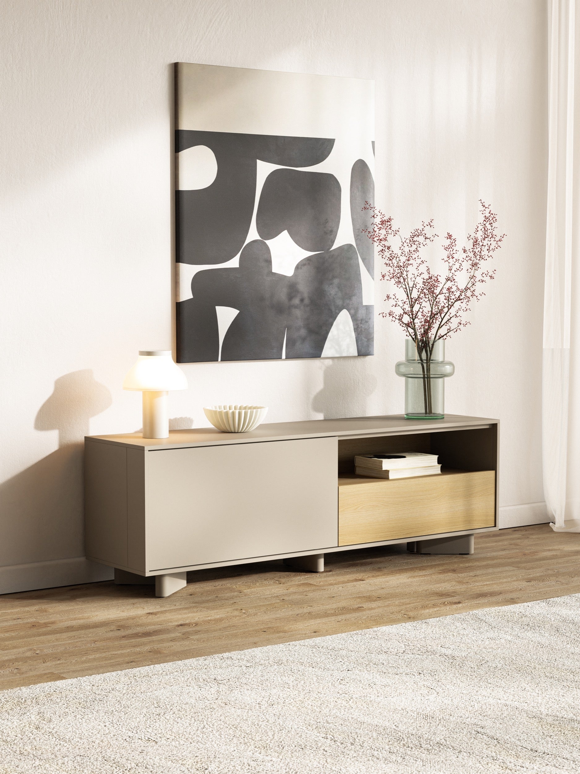 TV-Schrank Distria mit Schublade 140 cm Kaschmir/Vicenza-Eiche