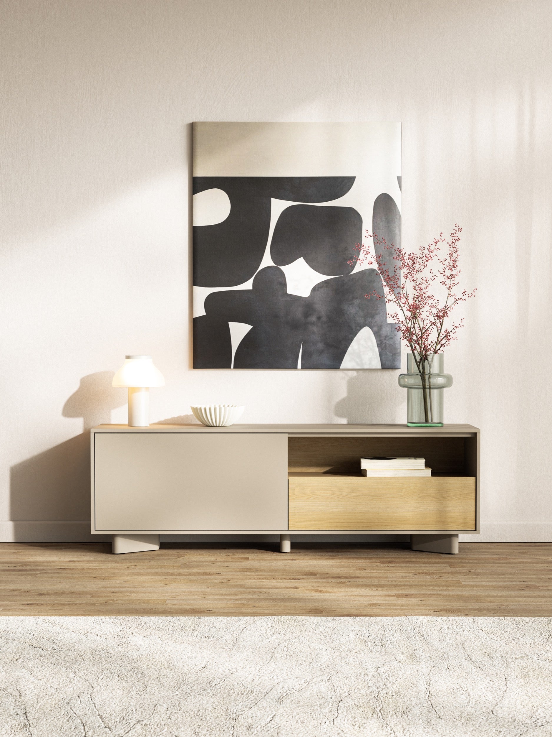 TV-Schrank Distria mit Schublade 140 cm Kaschmir/Vicenza-Eiche