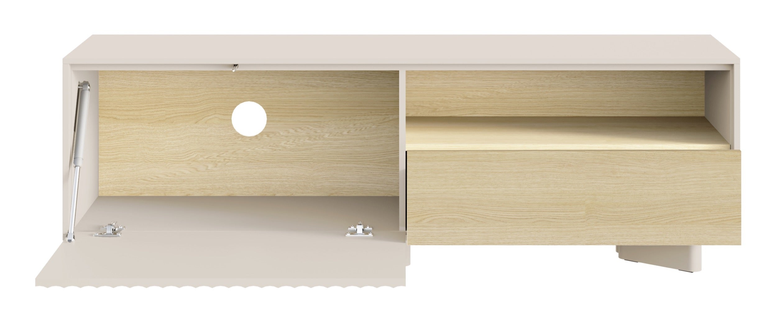 TV-Schrank Distria mit Schublade und geriffelter Front, 140 cm, Kaschmir/Vicenza-Eiche