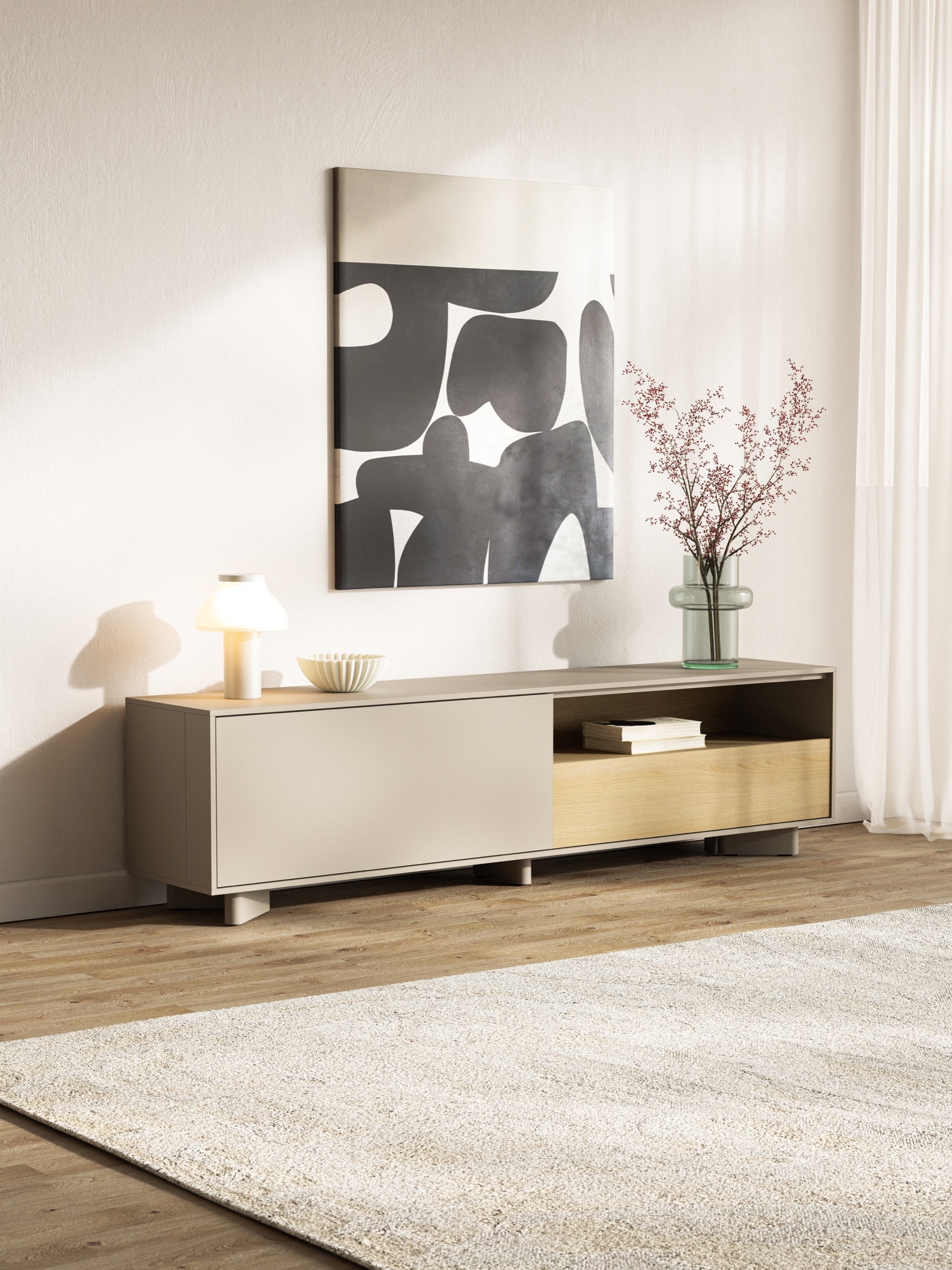 TV-Schrank Distria mit Schublade 175 cm Kaschmir/Vicenza-Eiche