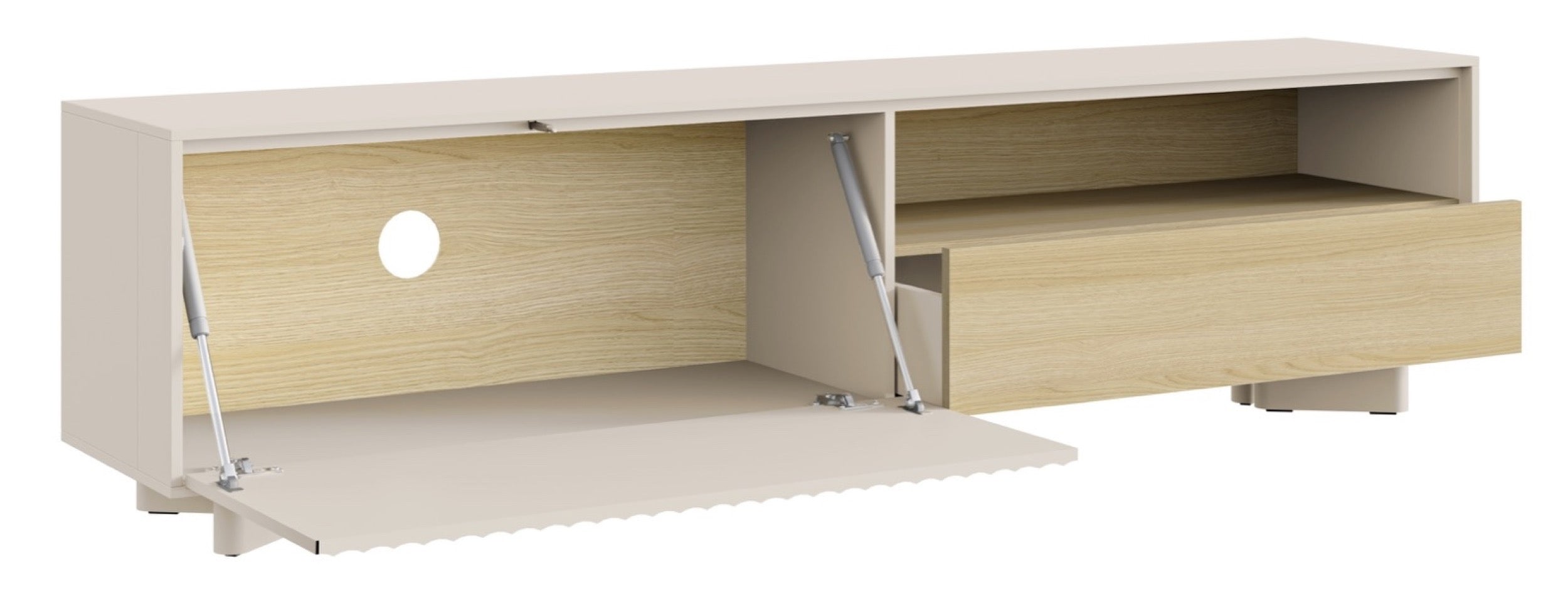 TV-Schrank Distria mit Schublade und geriffelter Front 175 cm Kaschmir/Vicenza-Eiche