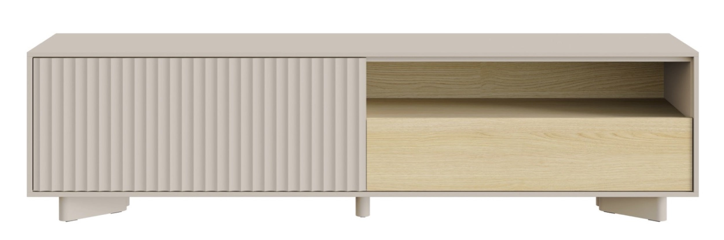 TV-Schrank Distria mit Schublade und geriffelter Front 175 cm Kaschmir/Vicenza-Eiche