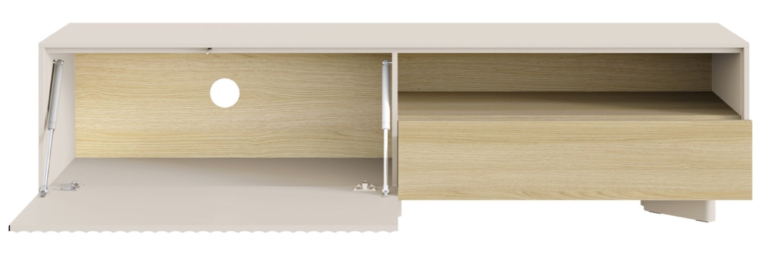 TV-Schrank Distria mit Schublade und geriffelter Front 175 cm Kaschmir/Vicenza-Eiche