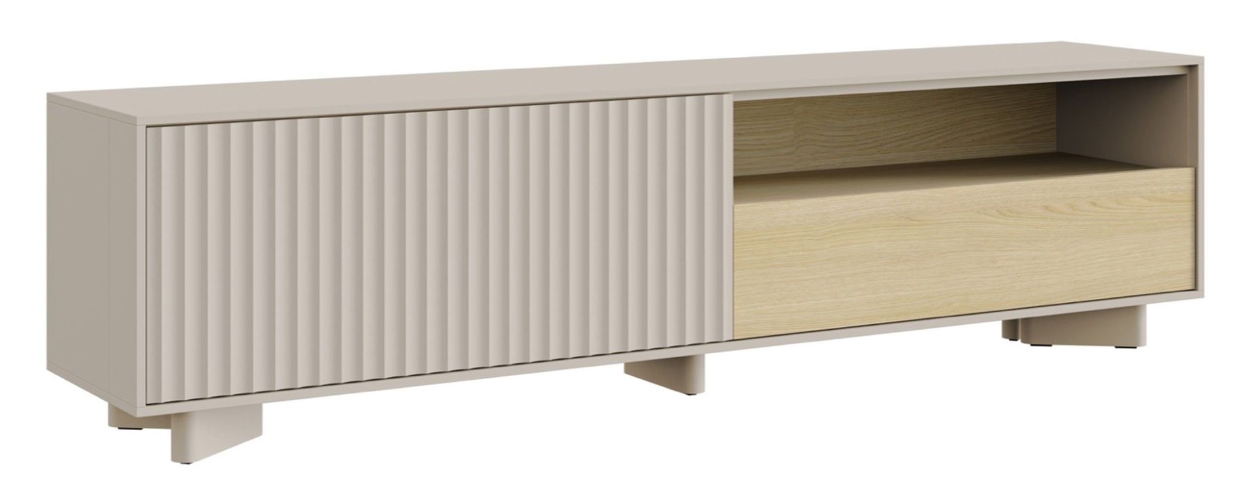 TV-Schrank Distria mit Schublade und geriffelter Front 175 cm Kaschmir/Vicenza-Eiche