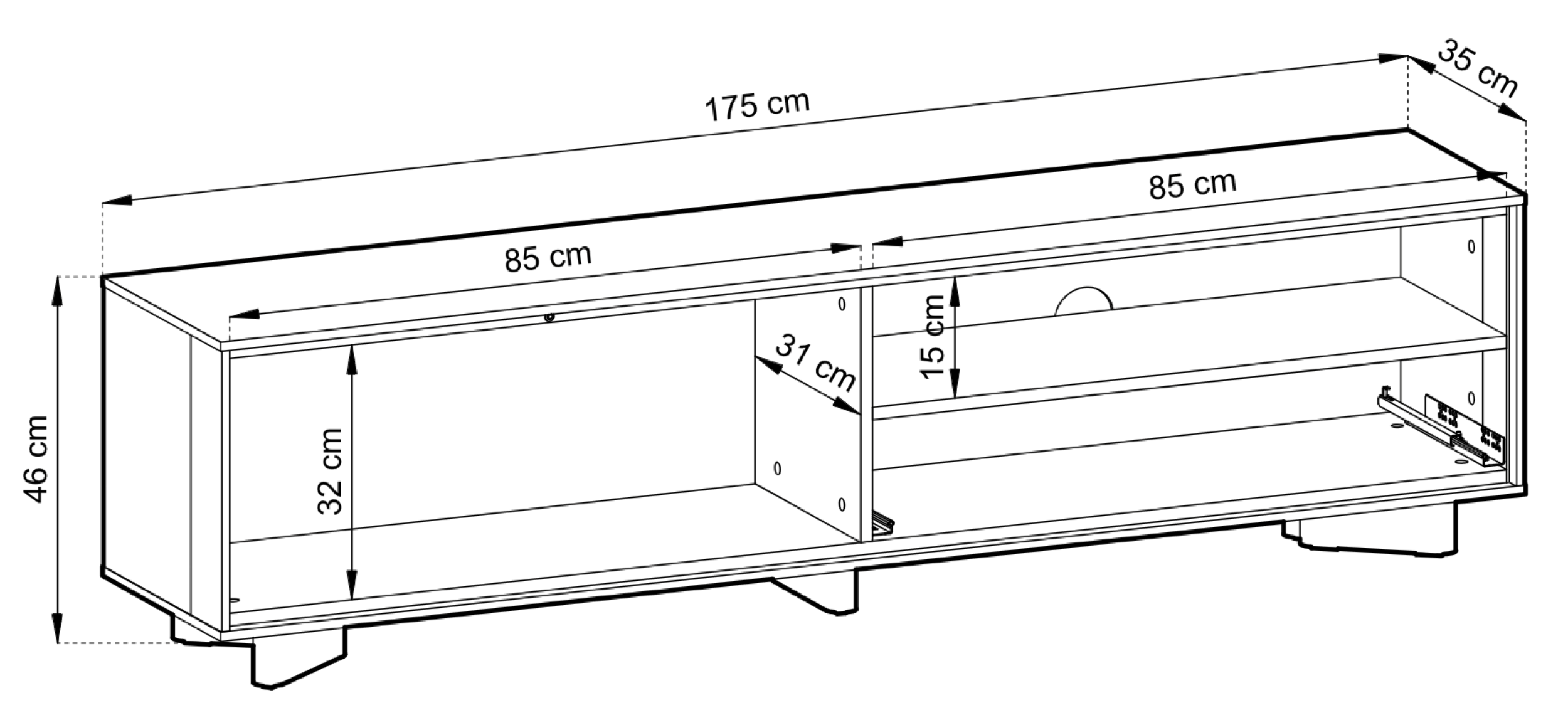 TV-Schrank Distria mit Schublade 175 cm Kaschmir/Vicenza-Eiche
