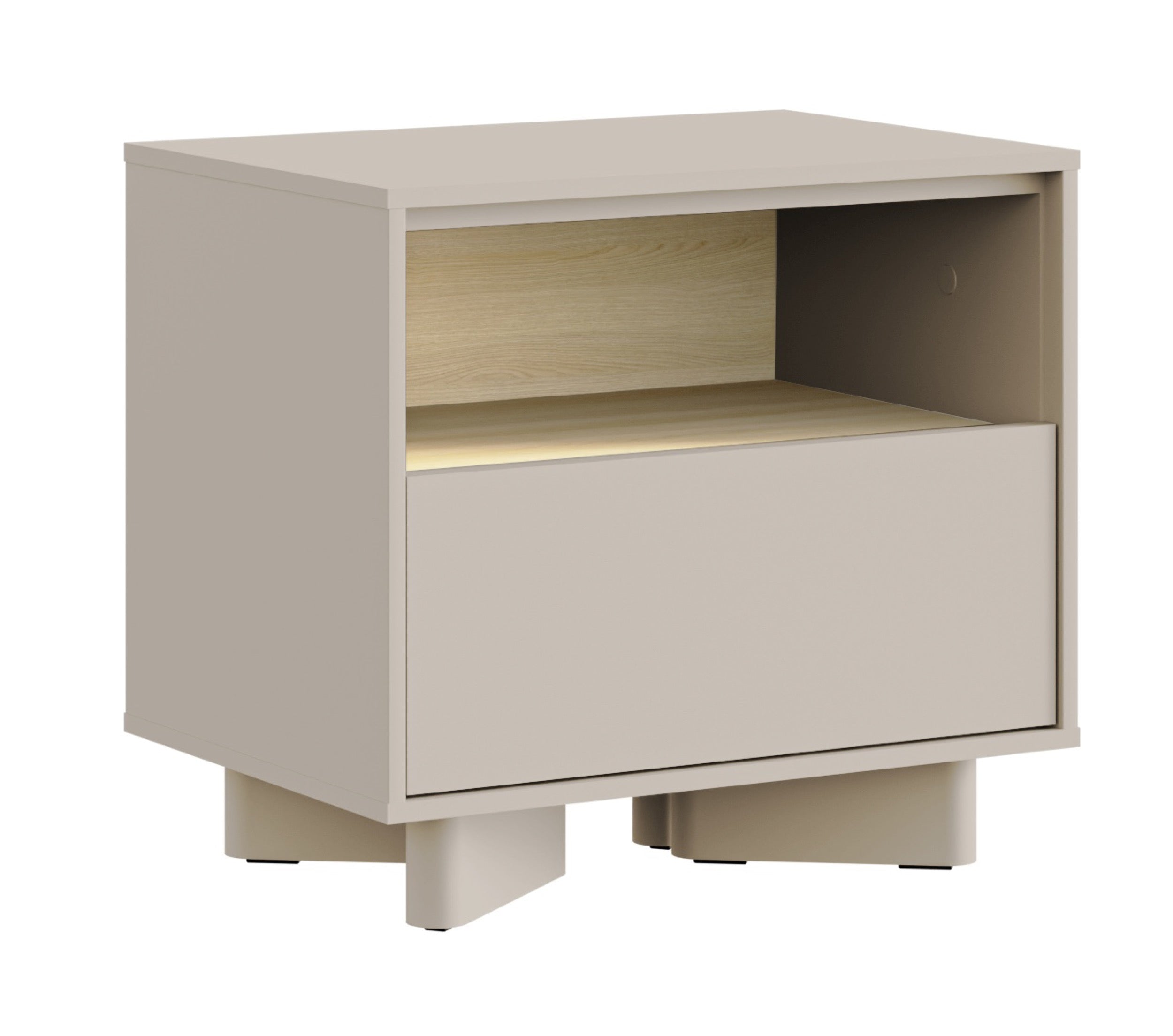 Nachttisch Distria mit Schublade 50 cm Kaschmir/Vicenza-Eiche