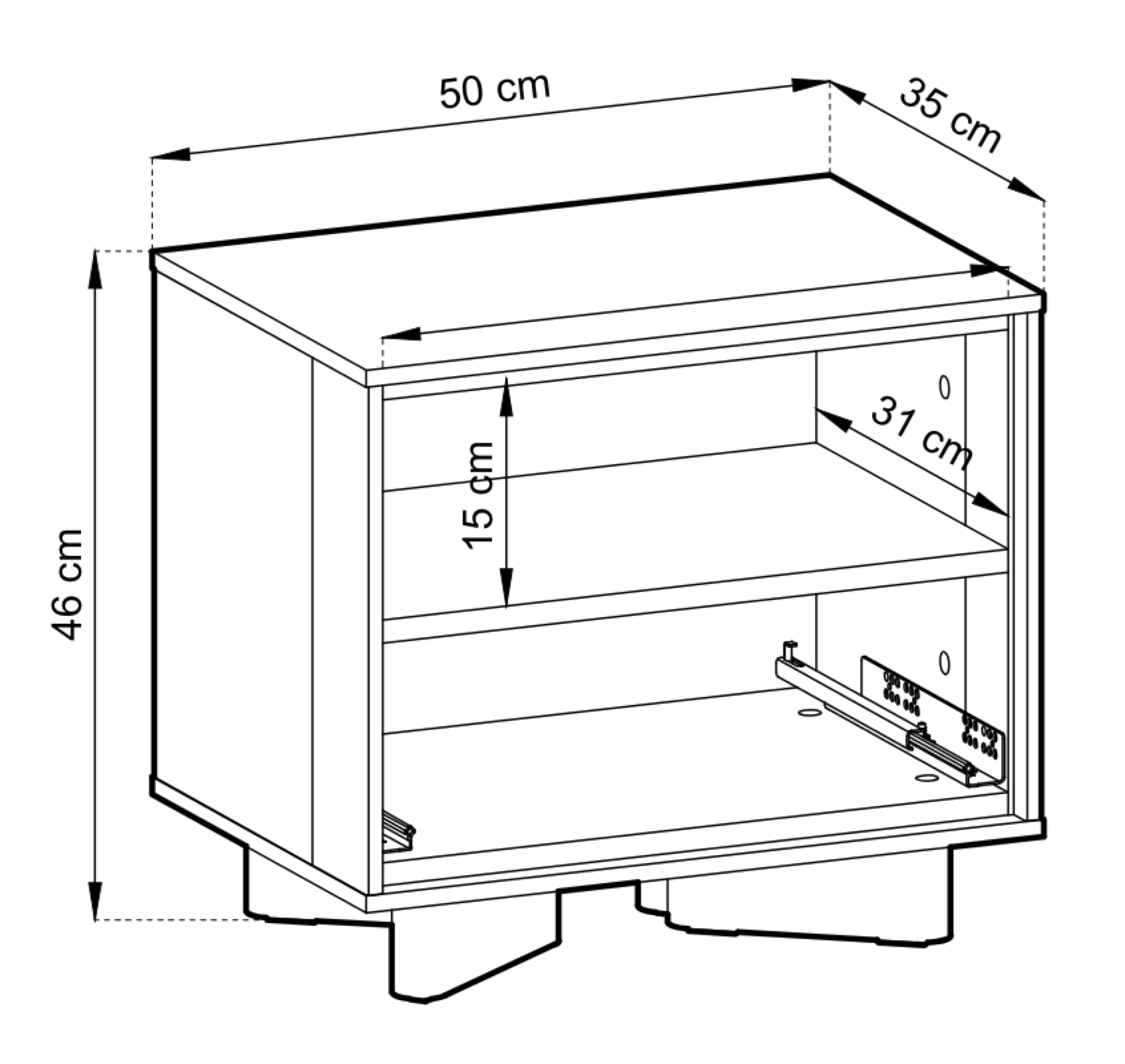 Nachttisch Distria mit Schublade und geriffelter Front 50 cm Kaschmir/Vicenza-Eiche
