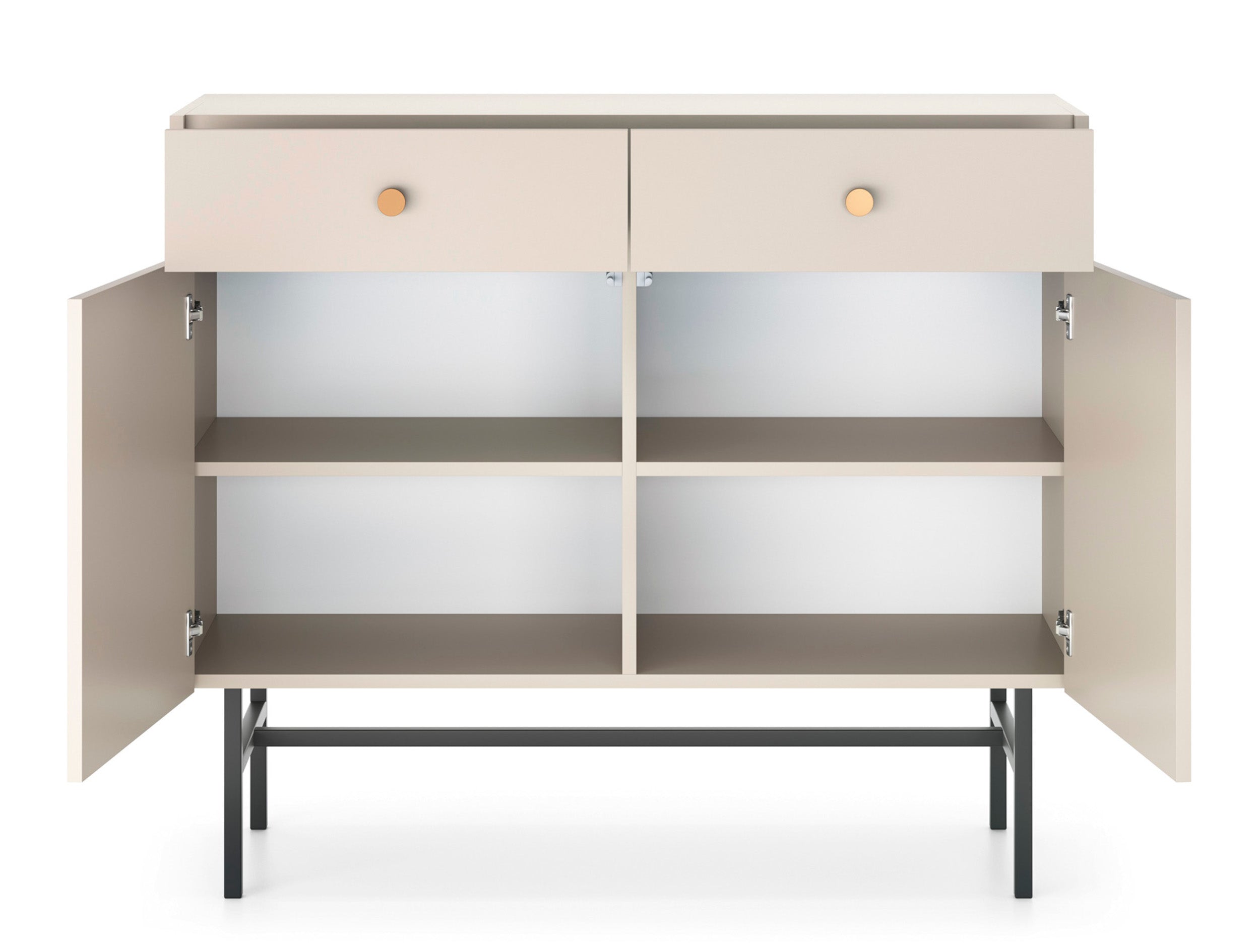 Zweiturige Kommode Divenos mit Schubladen 104 cm Grau-Beige