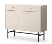 Zweiturige Kommode Divenos mit Schubladen 104 cm Grau-Beige