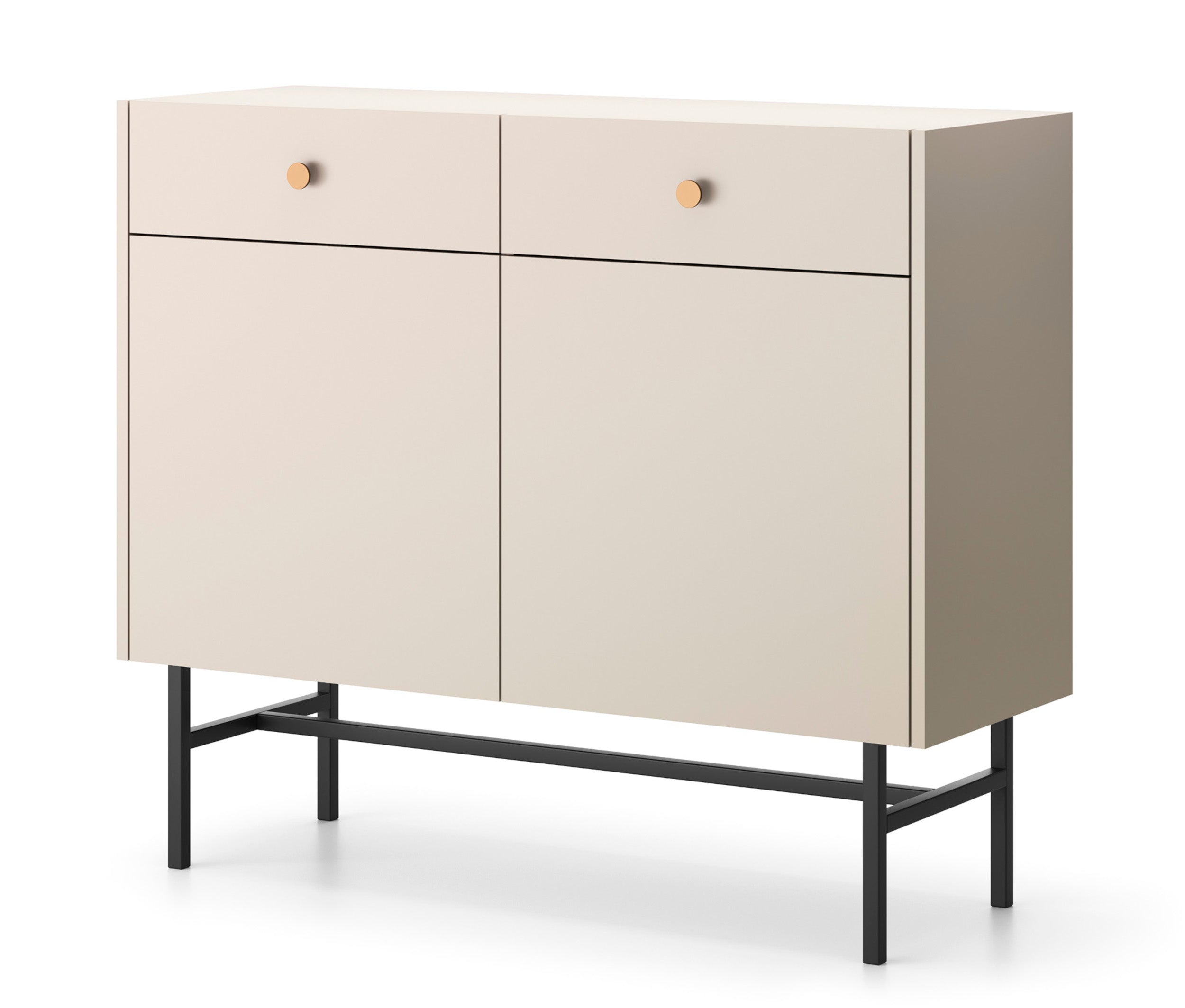 Zweiturige Kommode Divenos mit Schubladen 104 cm Grau-Beige