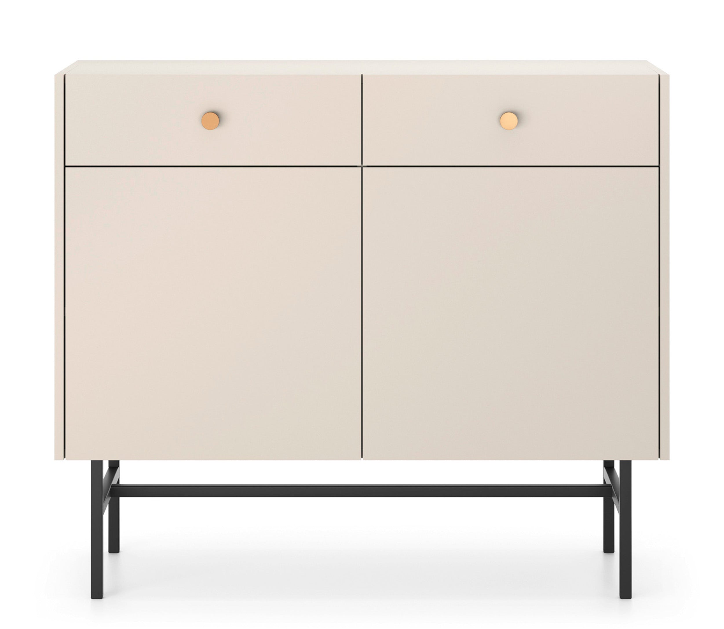Zweiturige Kommode Divenos mit Schubladen 104 cm Grau-Beige