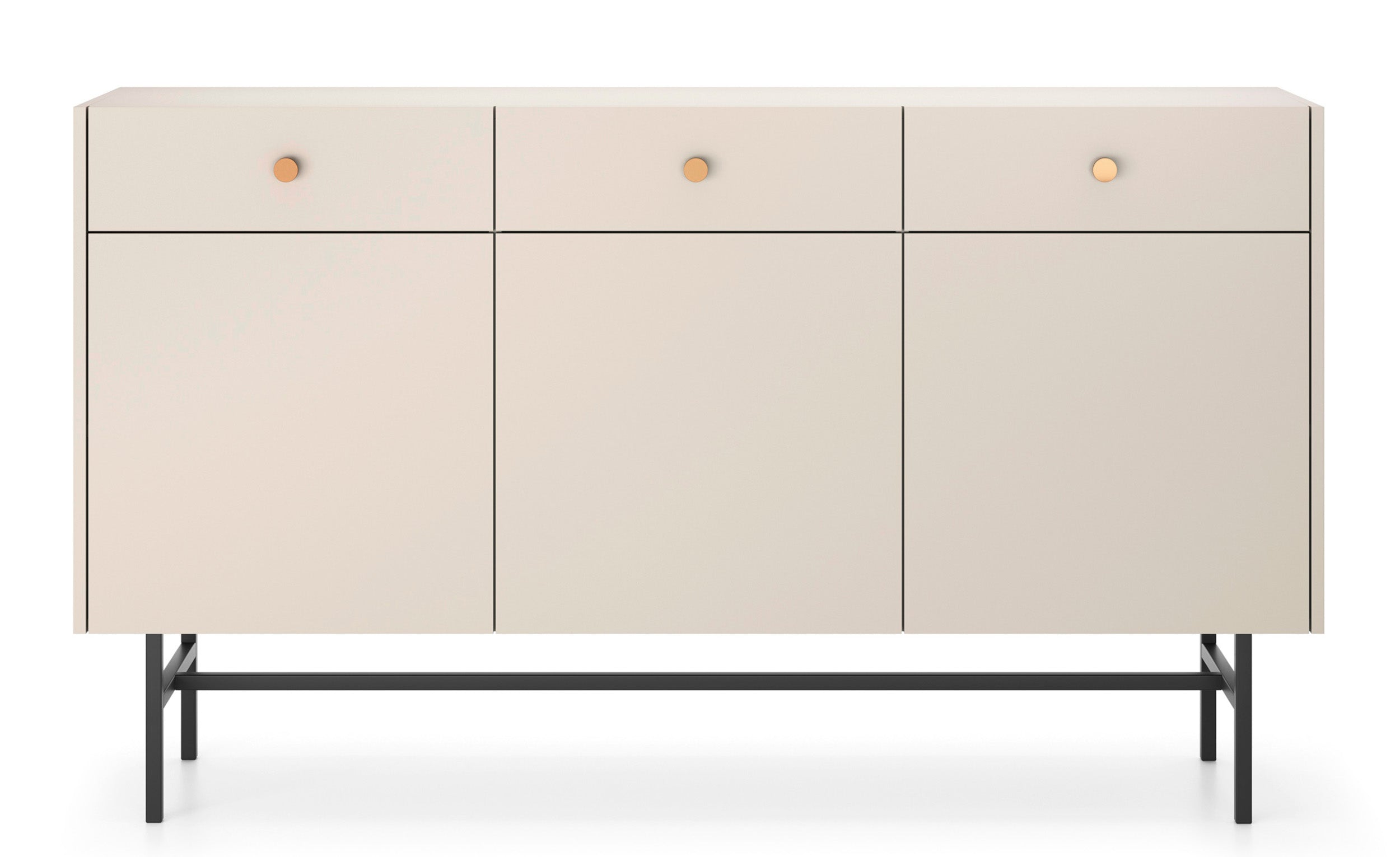 Drehtür-Kommode Divenos mit Schubladen 155 cm Grau-Beige