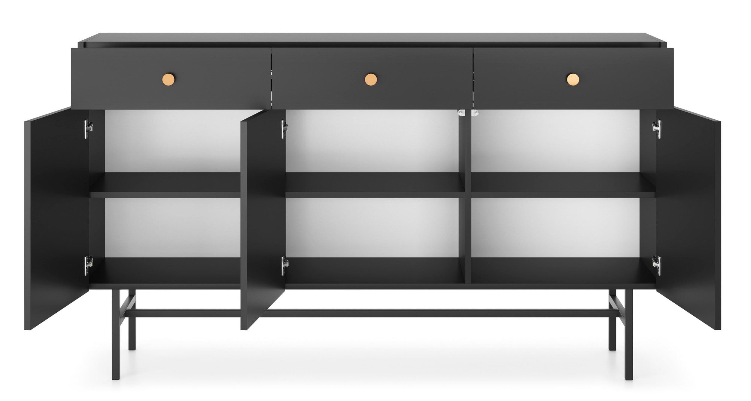 Drehtür-Kommode Divenos mit Schubladen 155 cm Schwarz