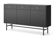 Drehtür-Kommode Divenos mit Schubladen 155 cm Schwarz