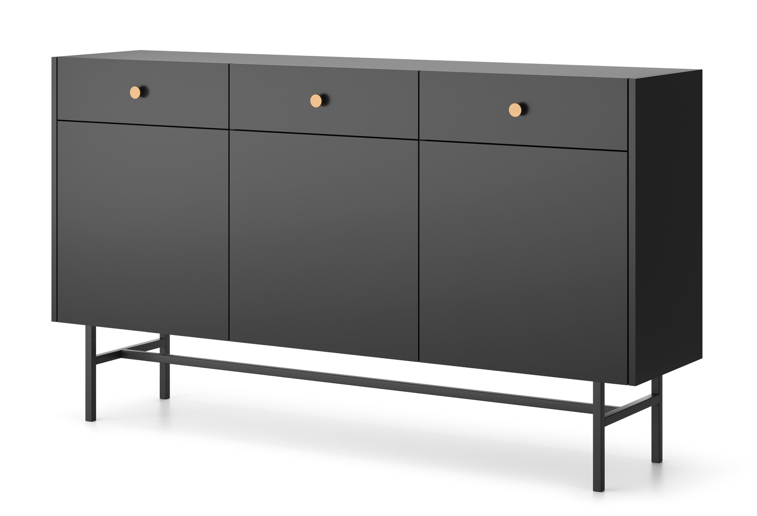 Drehtür-Kommode Divenos mit Schubladen 155 cm Schwarz