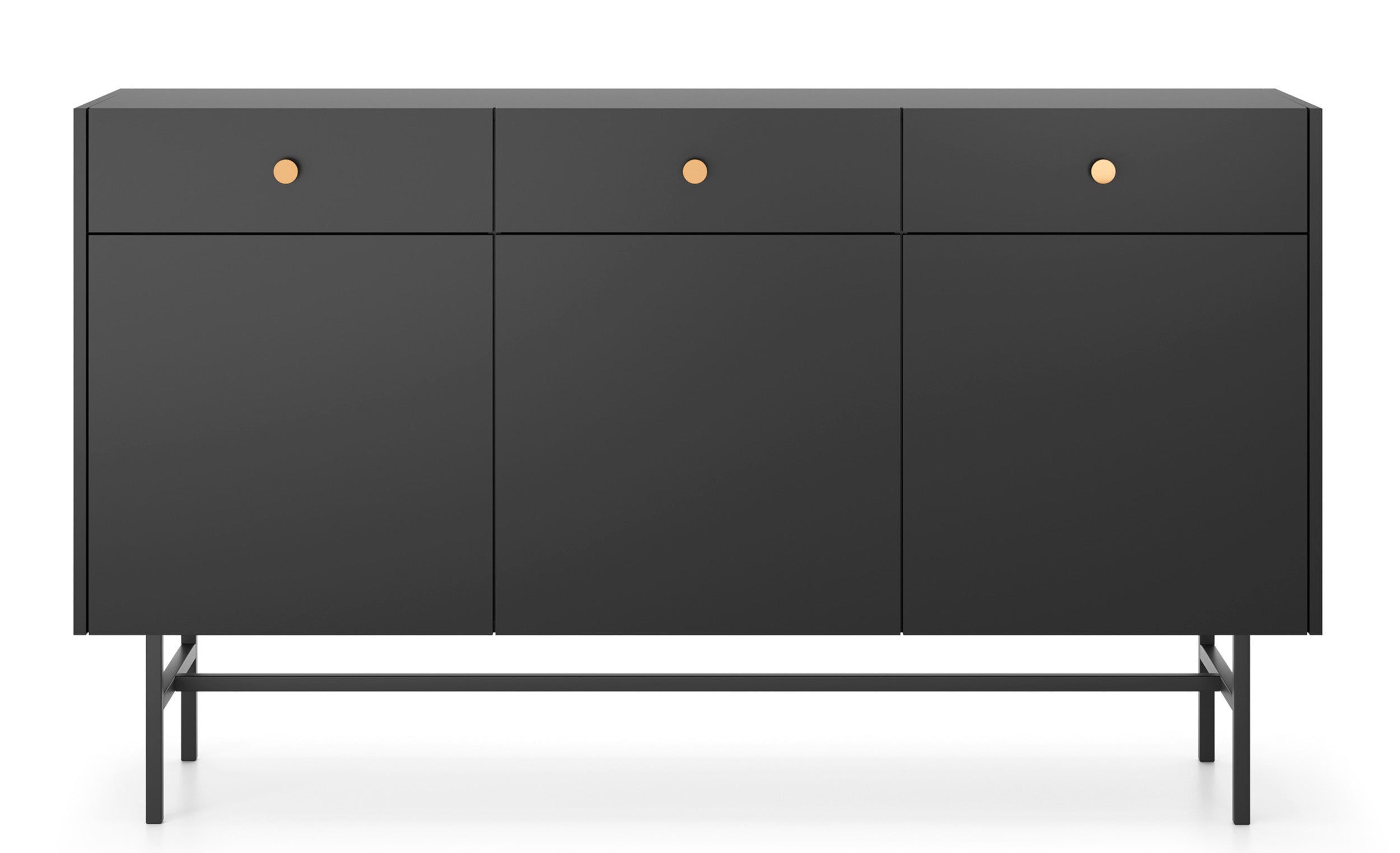 Drehtür-Kommode Divenos mit Schubladen 155 cm Schwarz