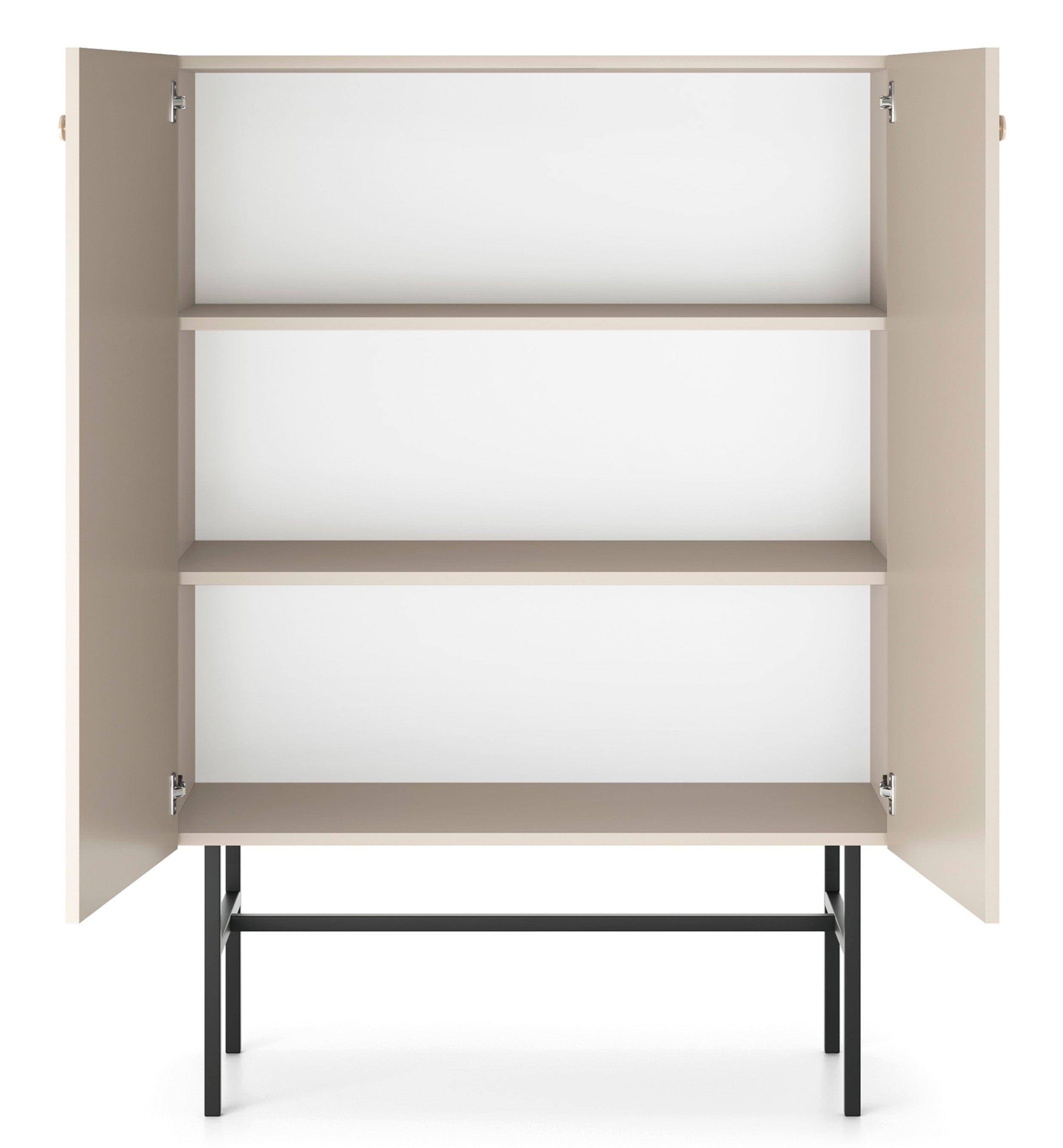 Hohe Kommode Divenos, zweiflügelig, 93 cm, Grau-Beige