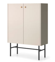 Hohe Kommode Divenos, zweiflügelig, 93 cm, Grau-Beige