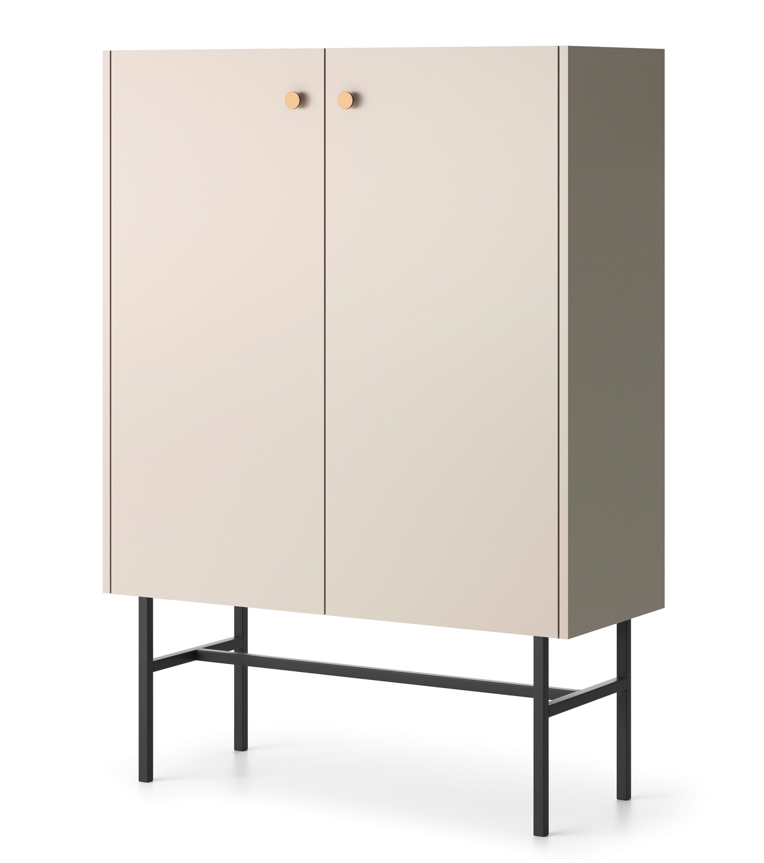 Hohe Kommode Divenos, zweiflügelig, 93 cm, Grau-Beige