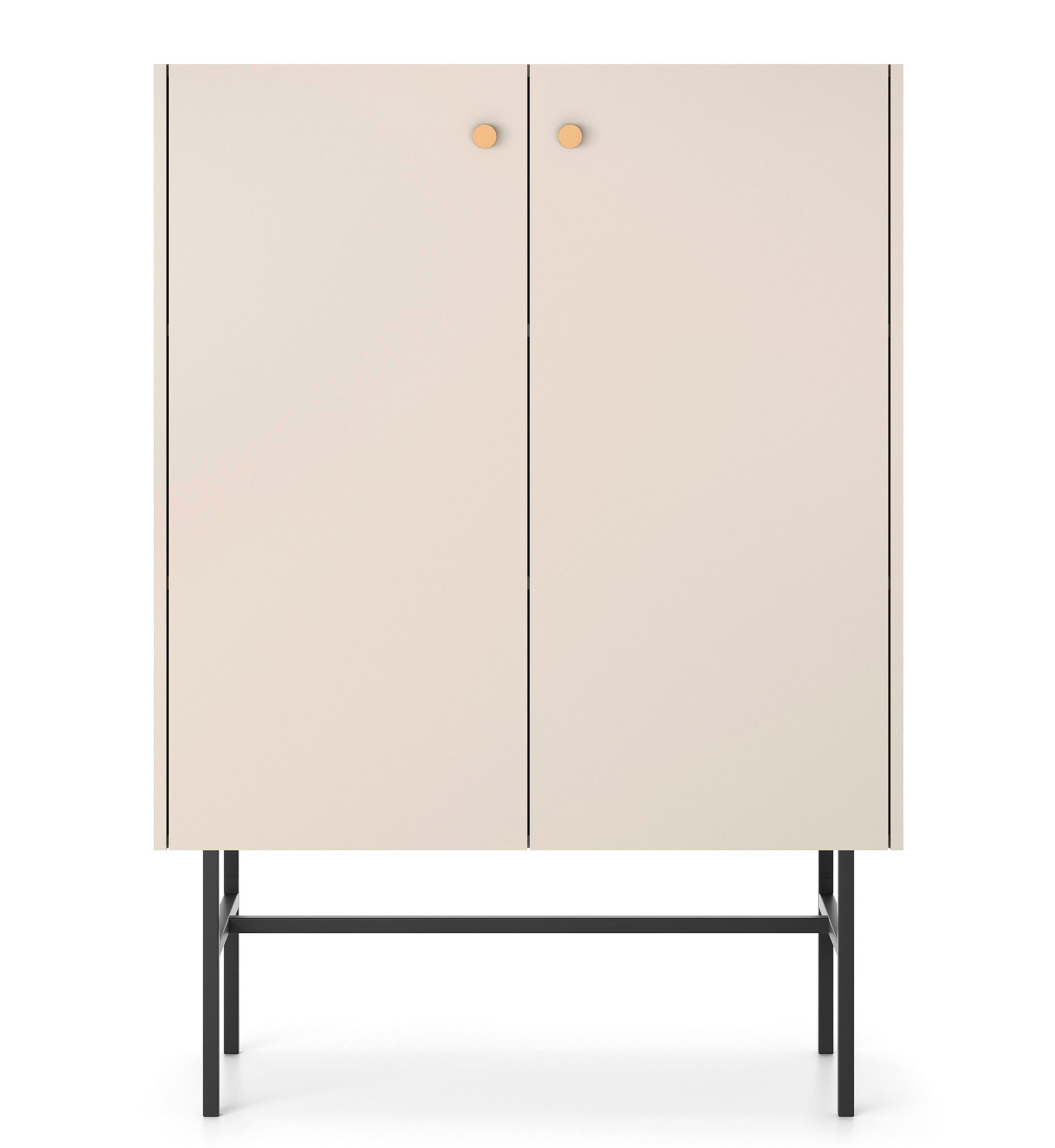 Hohe Kommode Divenos, zweiflügelig, 93 cm, Grau-Beige