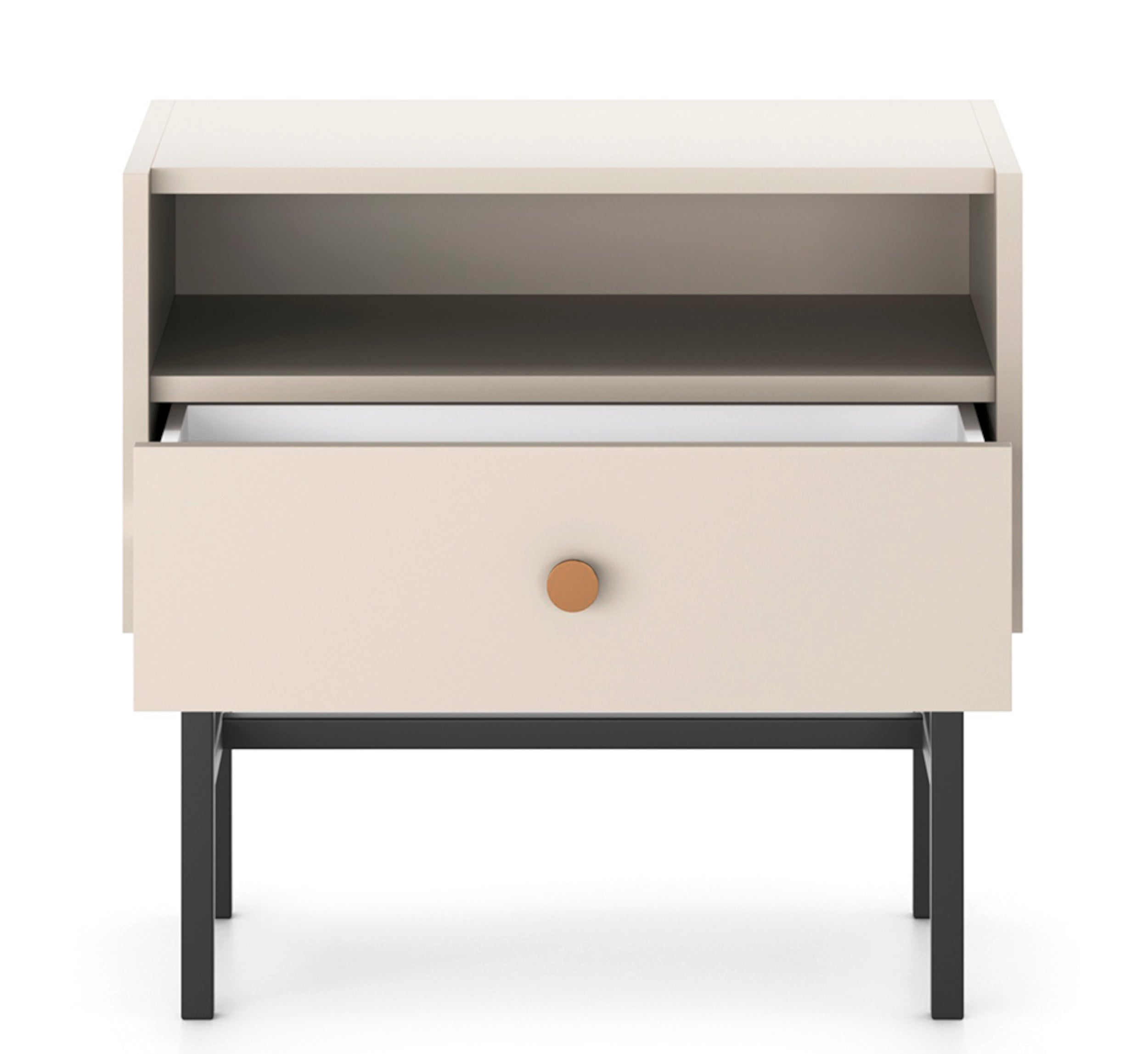 Nachttisch Divenos mit Schublade 54 cm Grau-Beige