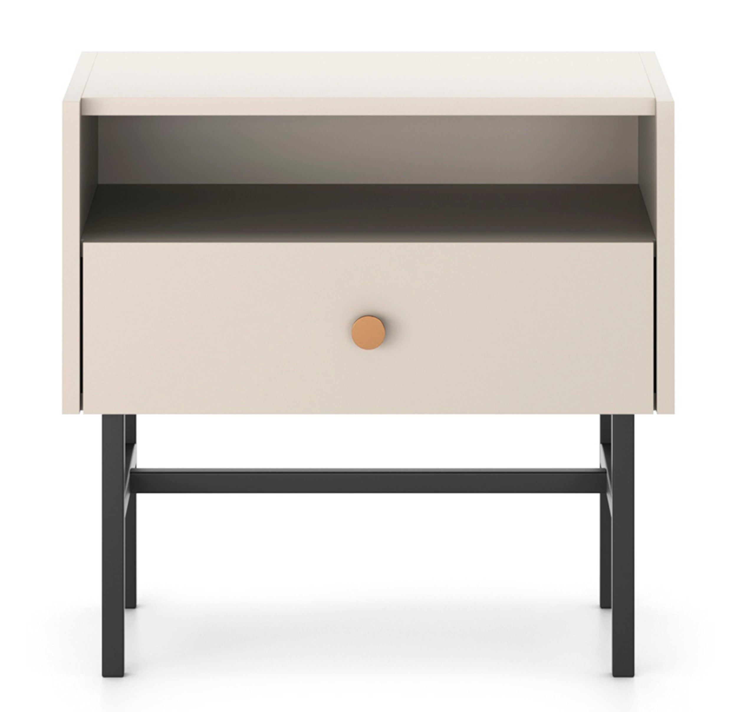 Nachttisch Divenos mit Schublade 54 cm Grau-Beige