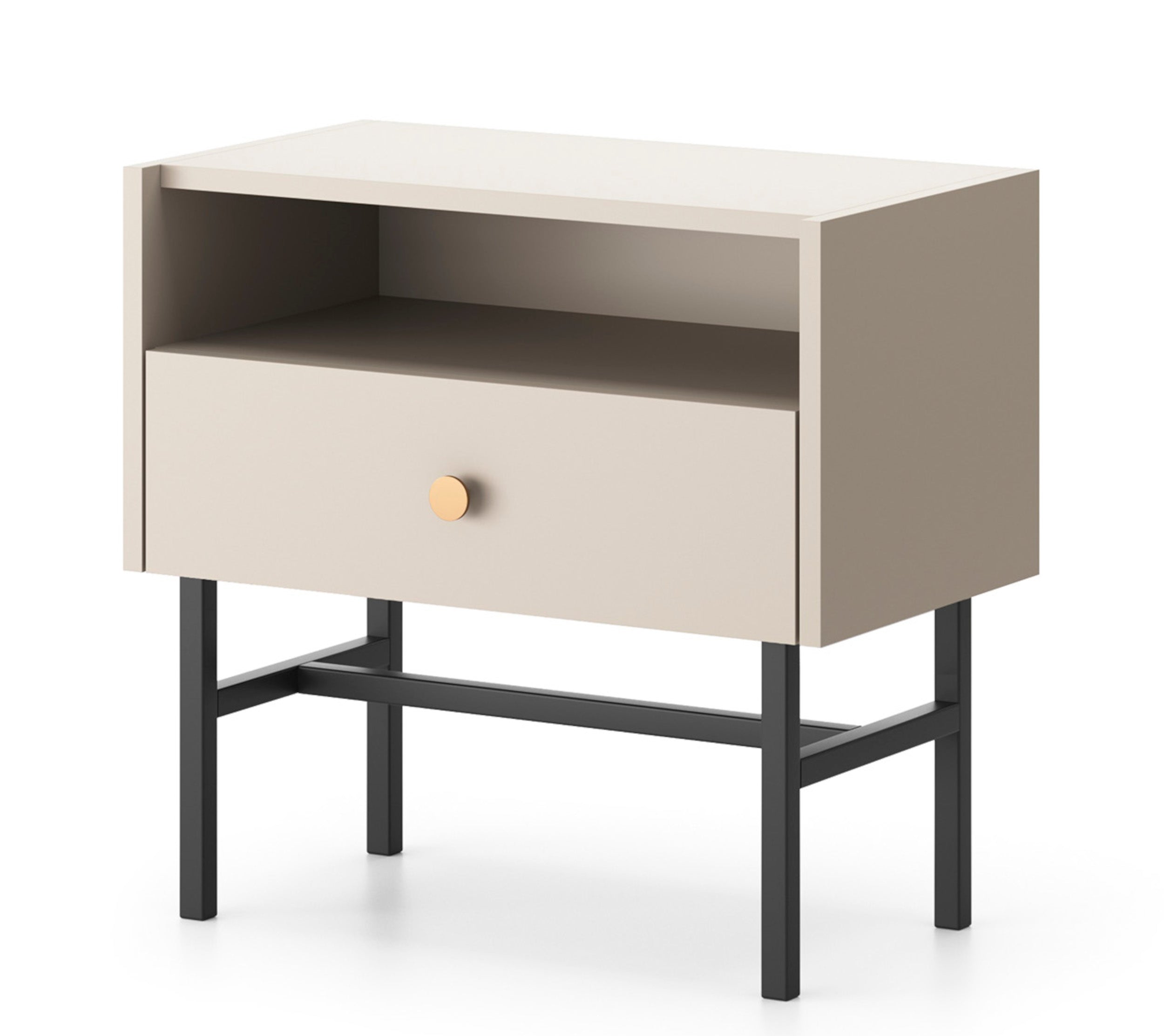 Nachttisch Divenos mit Schublade 54 cm Grau-Beige