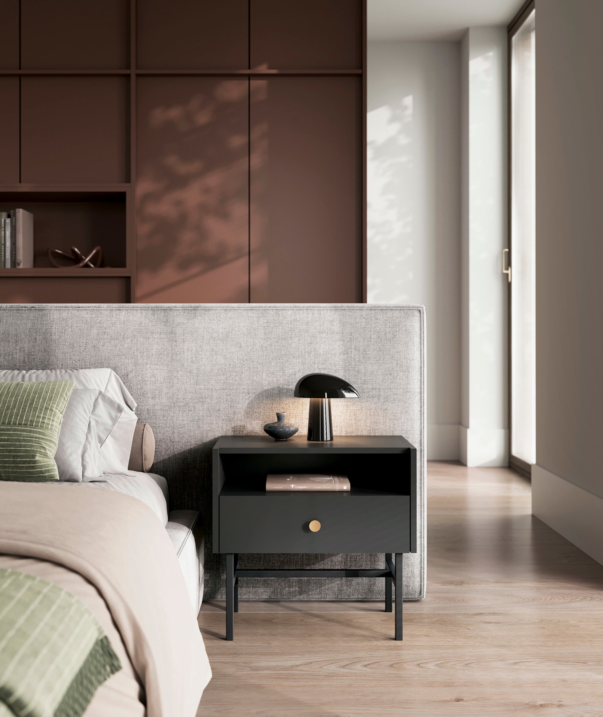 Nachttisch Divenos mit Schublade 54 cm Schwarz