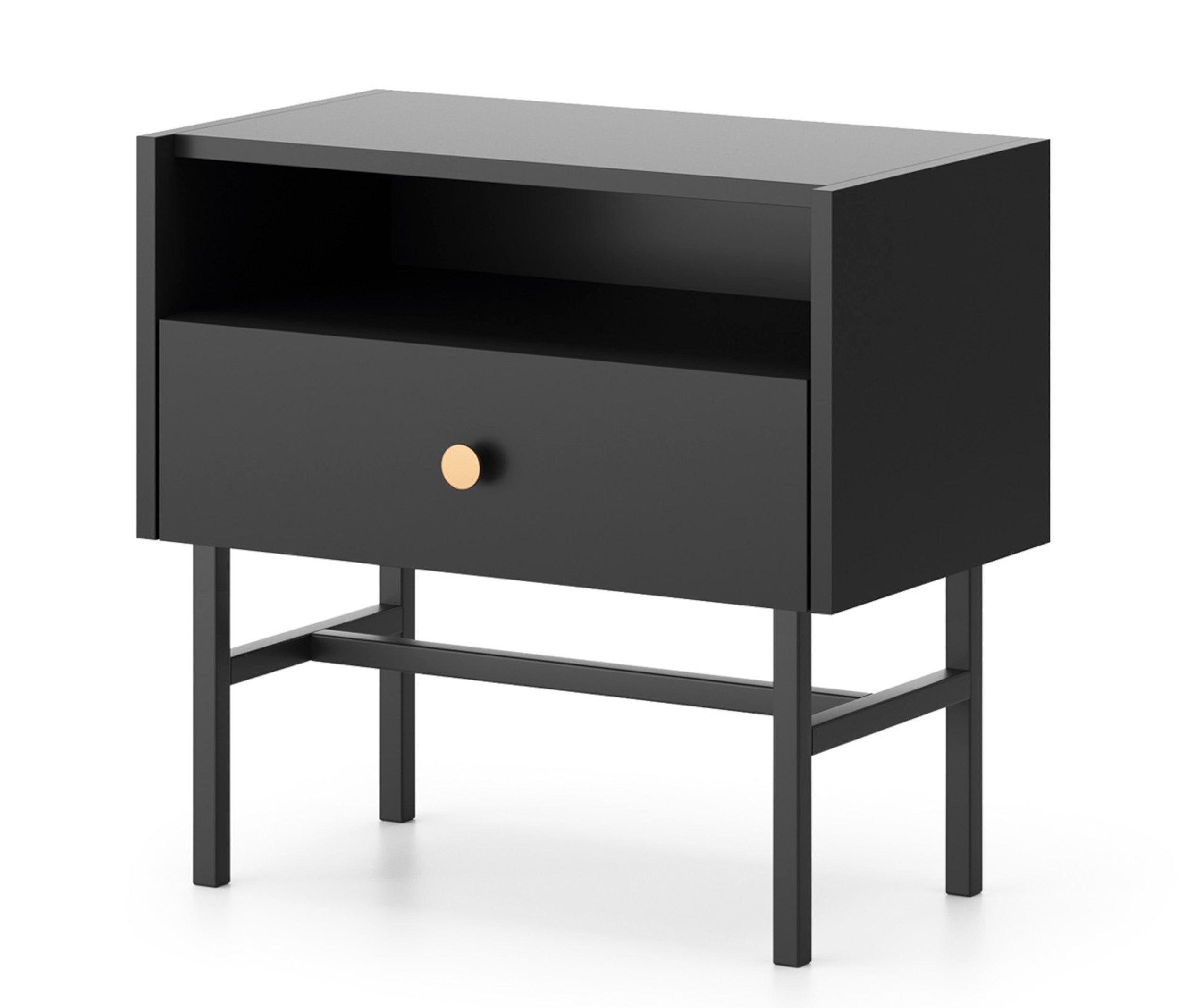 Nachttisch Divenos mit Schublade 54 cm Schwarz
