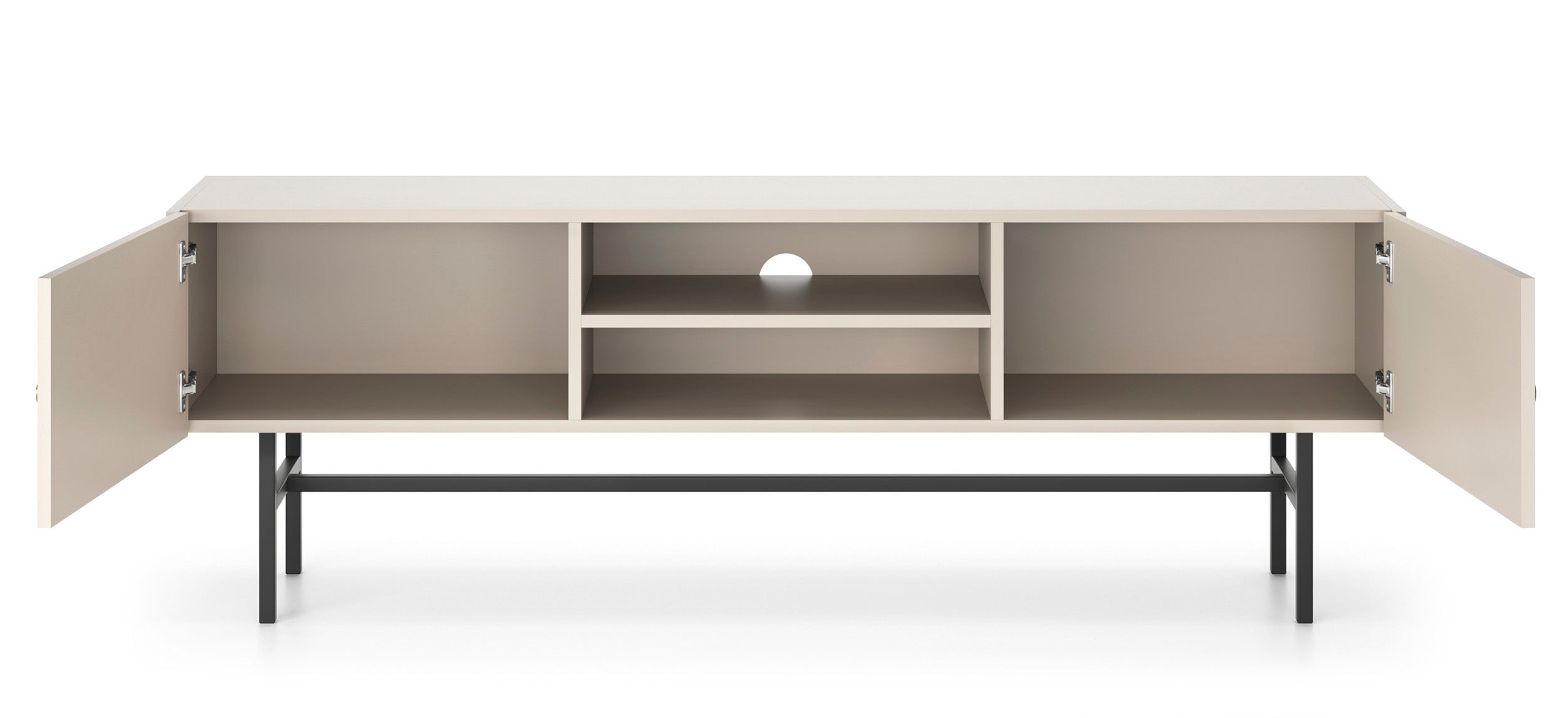 TV-Schrank Divenos, zweiflügelig, 155 cm mit Nischen, Grau-Beige