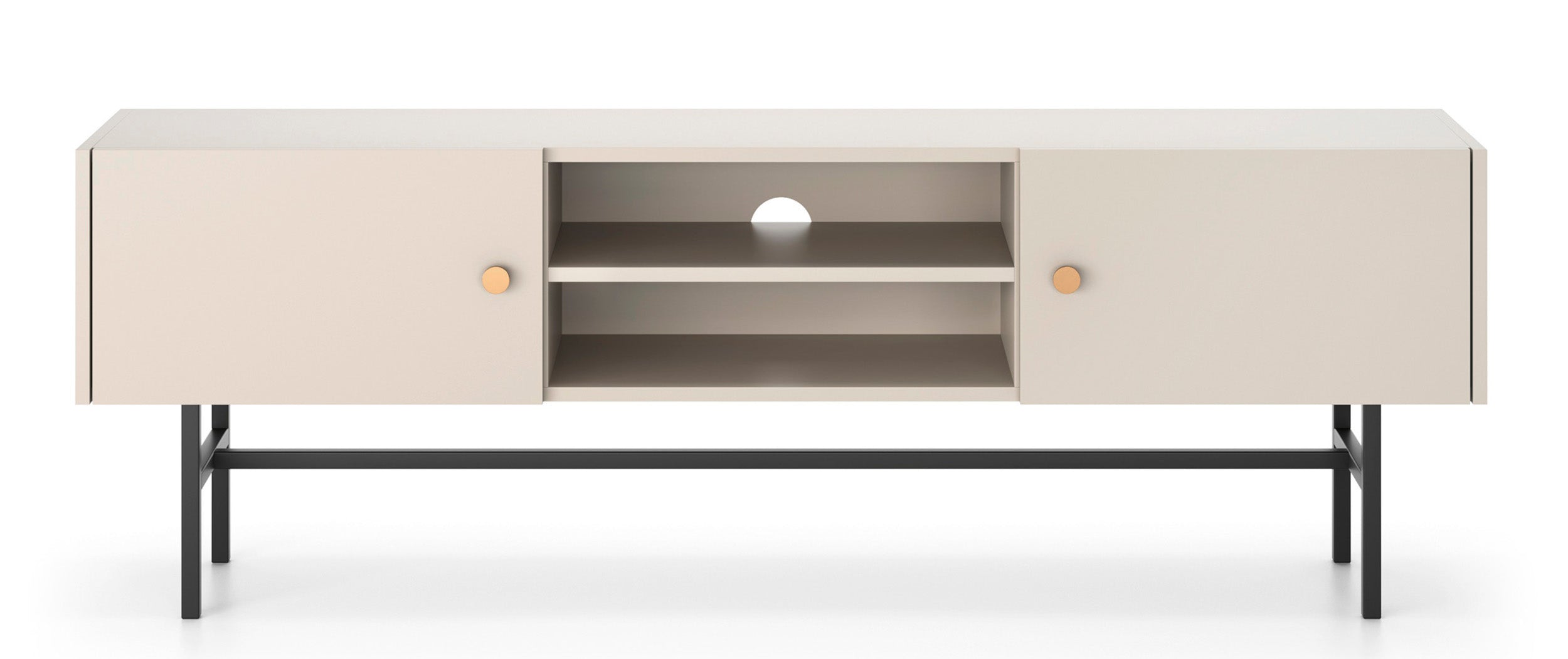 TV-Schrank Divenos, zweiflügelig, 155 cm mit Nischen, Grau-Beige