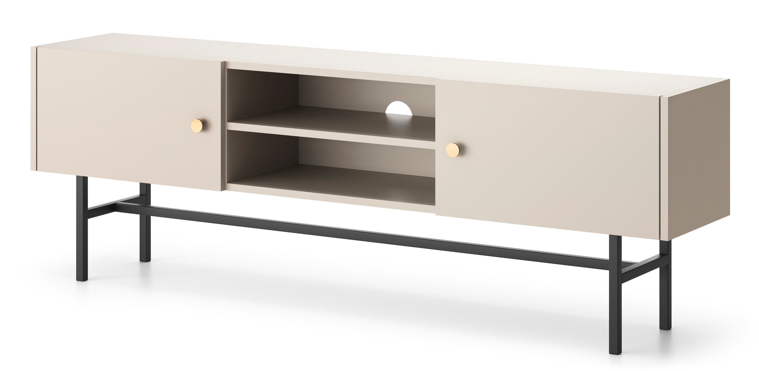 TV-Schrank Divenos, zweiflügelig, 155 cm mit Nischen, Grau-Beige