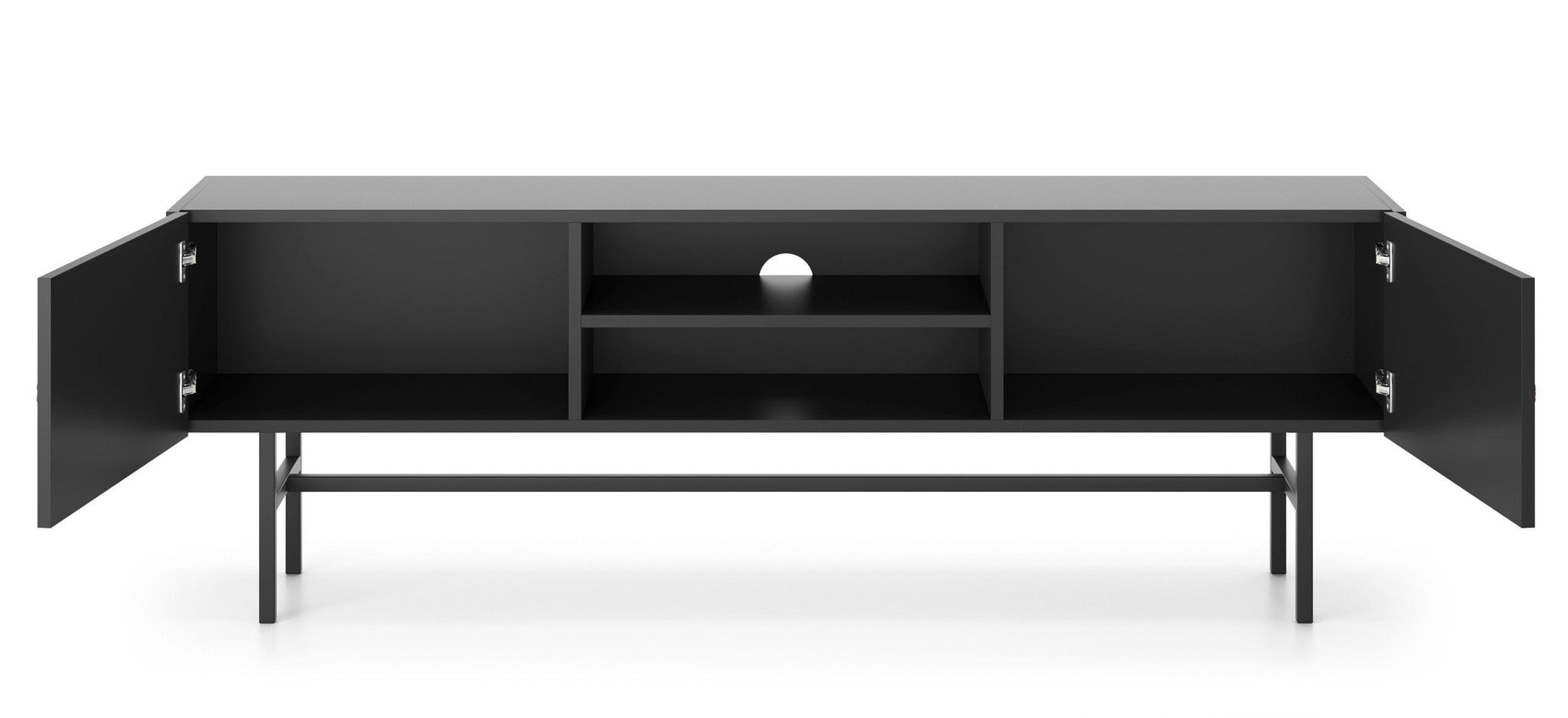 TV-Schrank Divenos, zweiflügelig, 155 cm mit Nischen, Schwarz