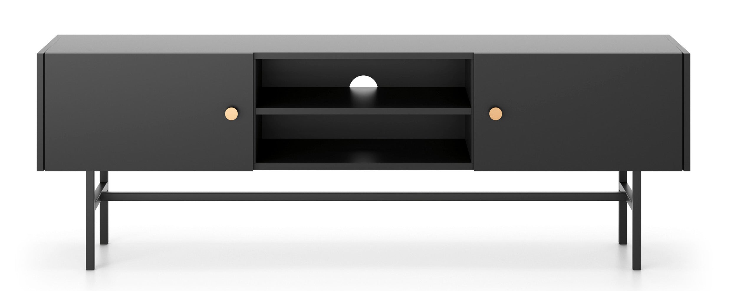 TV-Schrank Divenos, zweiflügelig, 155 cm mit Nischen, Schwarz