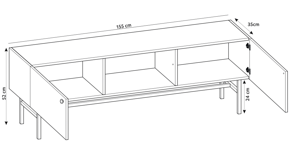 TV-Schrank Divenos, zweiflügelig, 155 cm mit Nischen, Grau-Beige