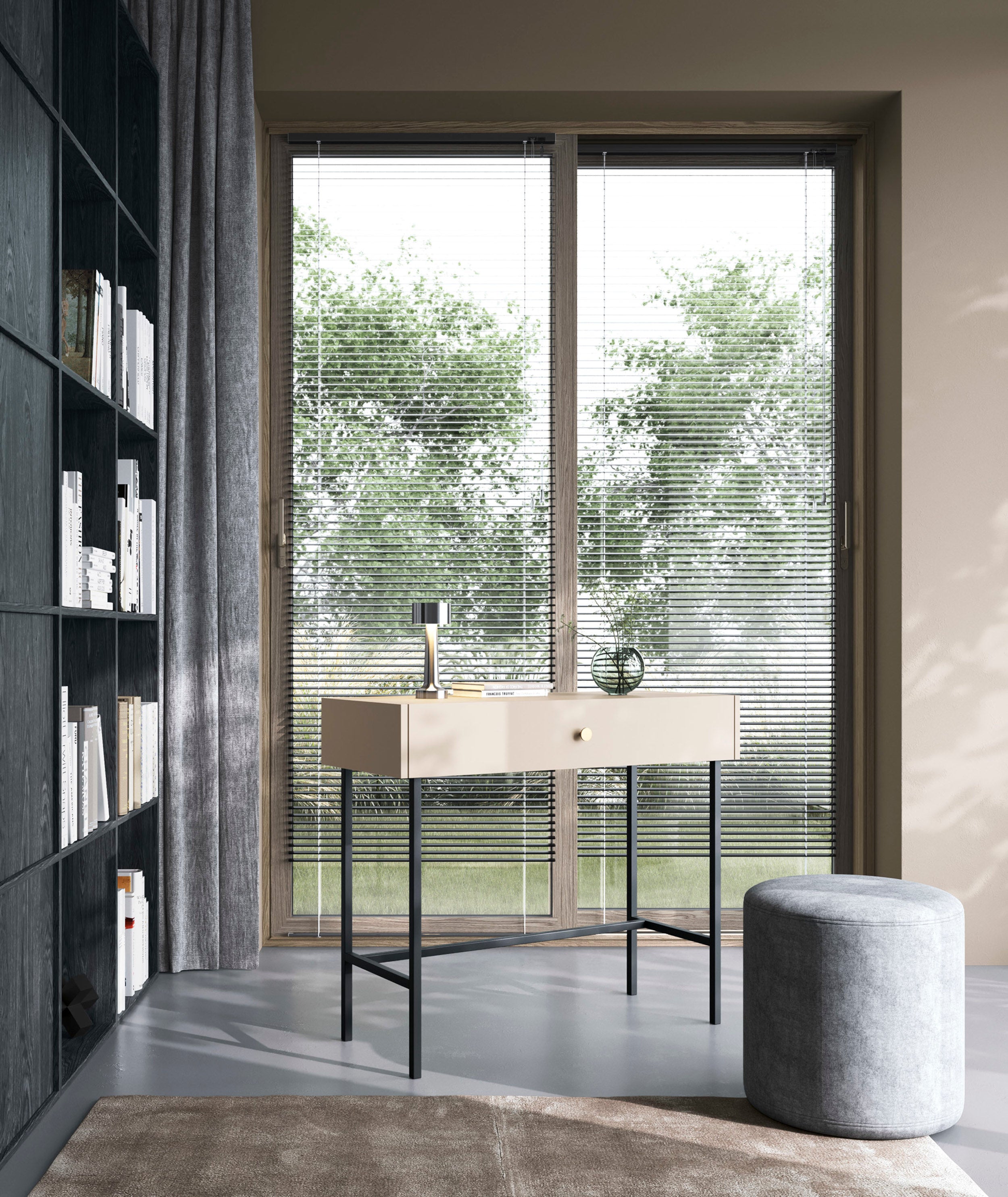 Toilettentisch Divenos mit Schublade 93 cm Grau Beige