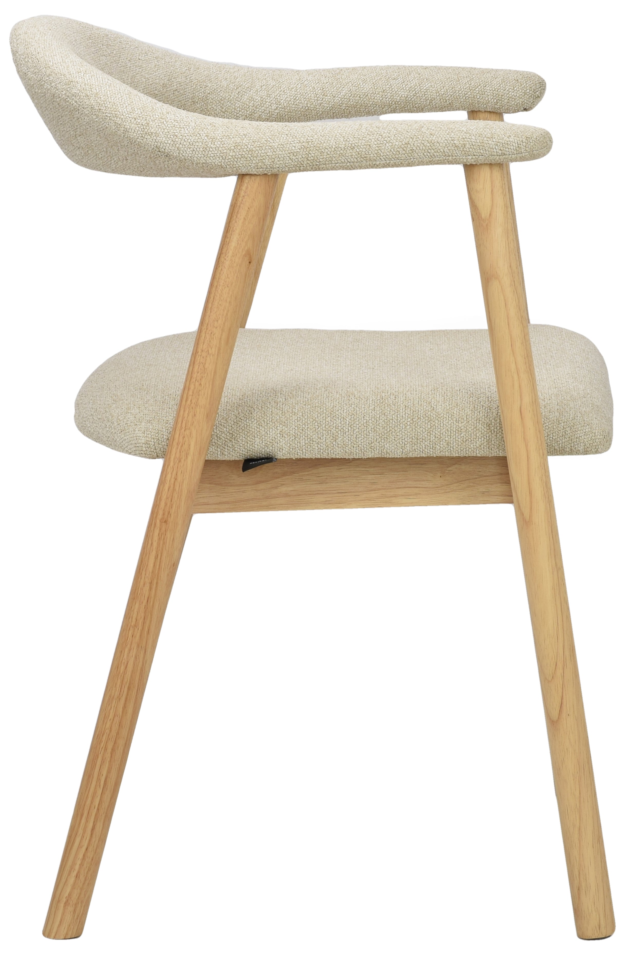 Holzstuhl für das Esszimmer Depenne mit Bouclé-Stoff in Beige/Natur-Eiche