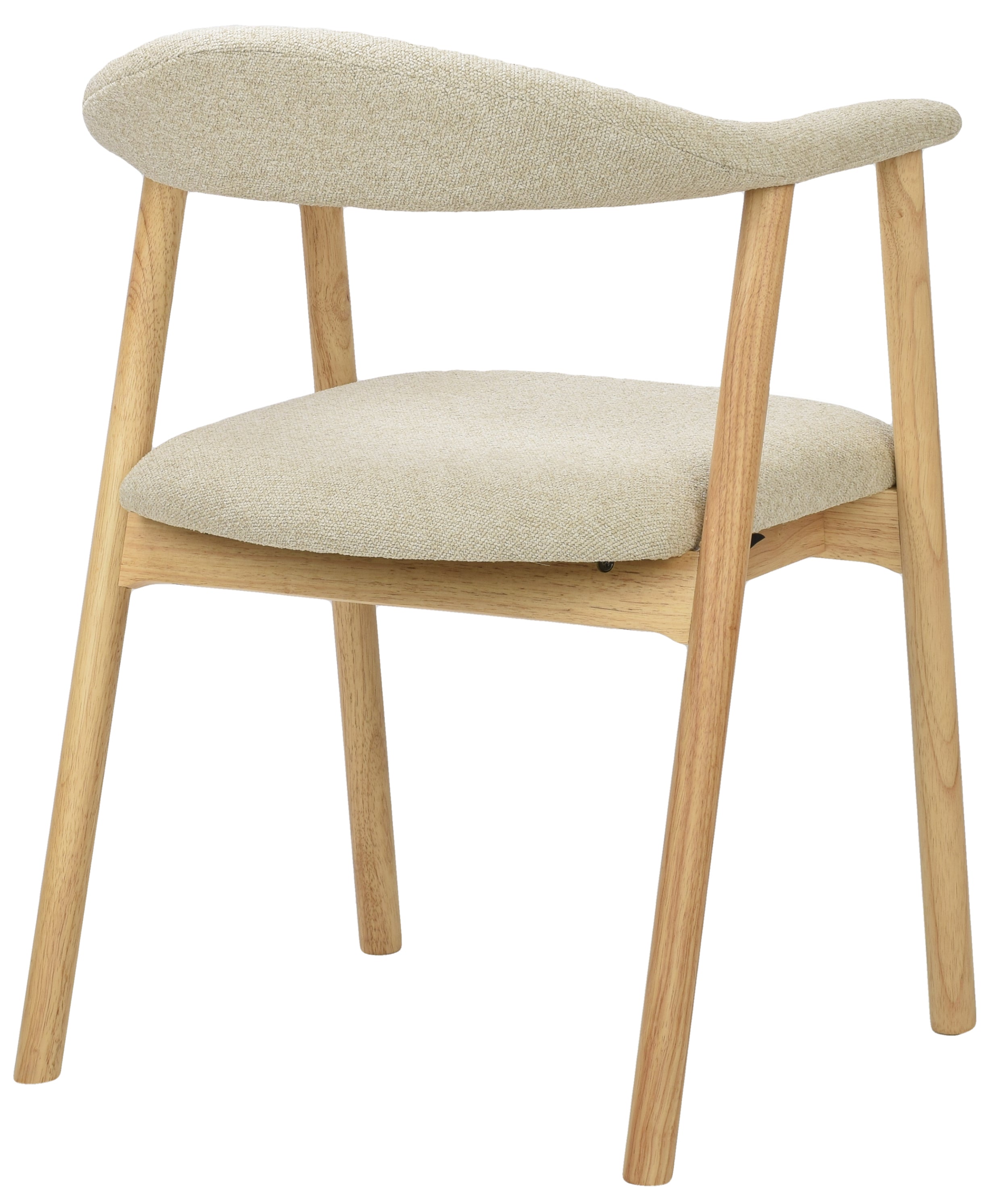 Holzstuhl für das Esszimmer Depenne mit Bouclé-Stoff in Beige/Natur-Eiche