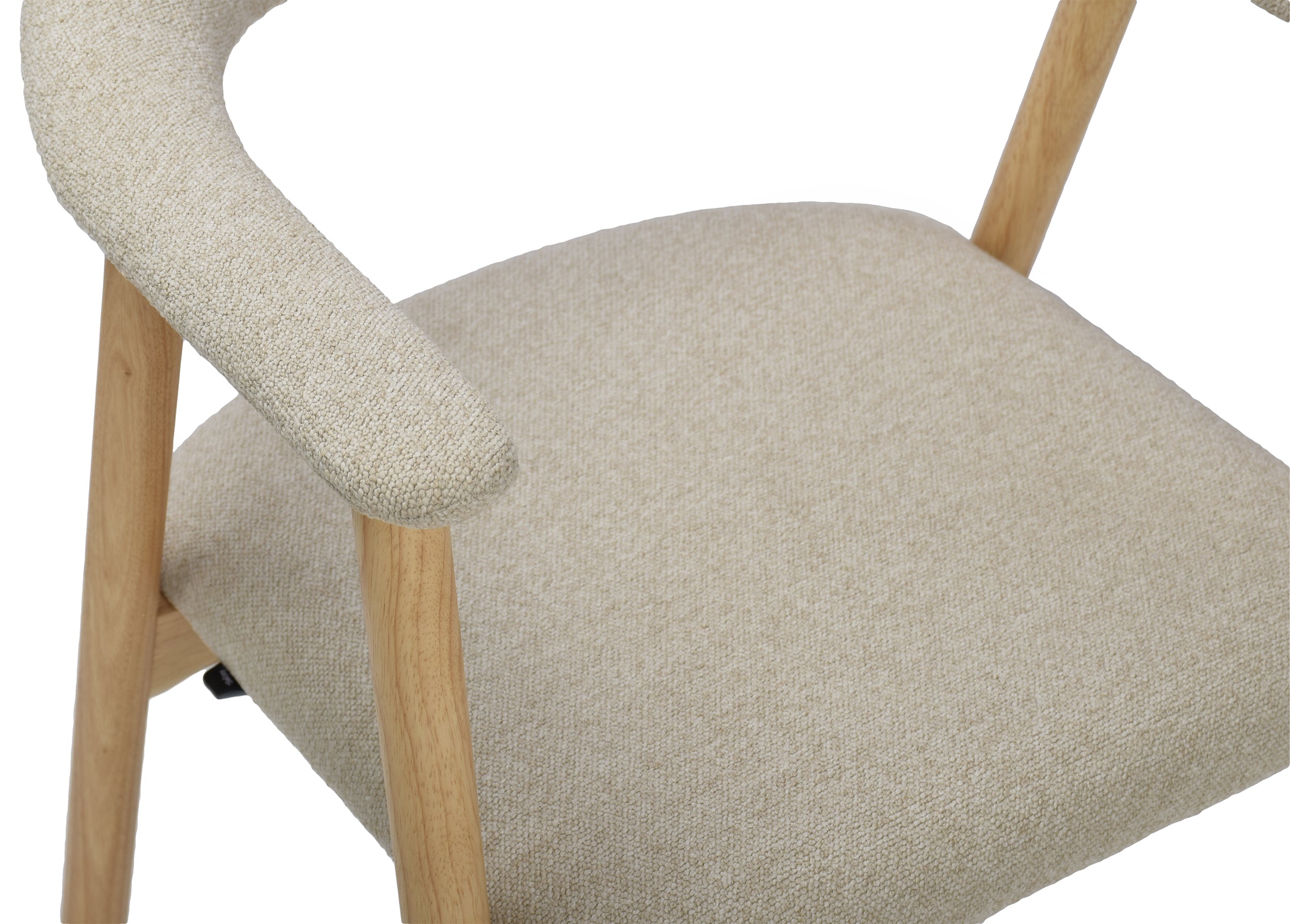 Holzstuhl für das Esszimmer Depenne mit Bouclé-Stoff in Beige/Natur-Eiche